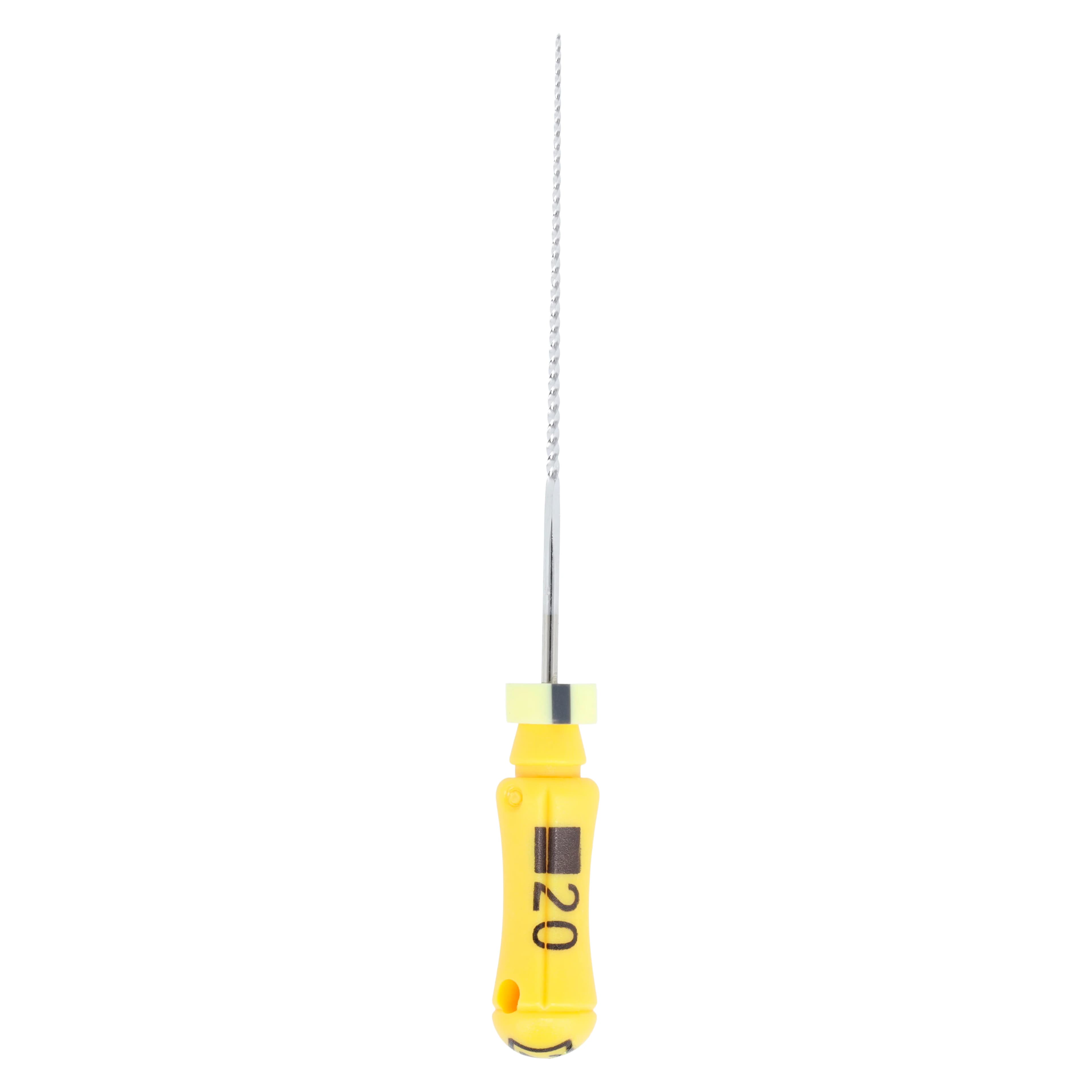 Dentsply Maillefer K-File #20 (Yellow), 25mm, Stainless Steel, Pack of 6, Ref 671133 - #20 Yellow Maillefer K-File 25mm Pack of 6 - Image 1