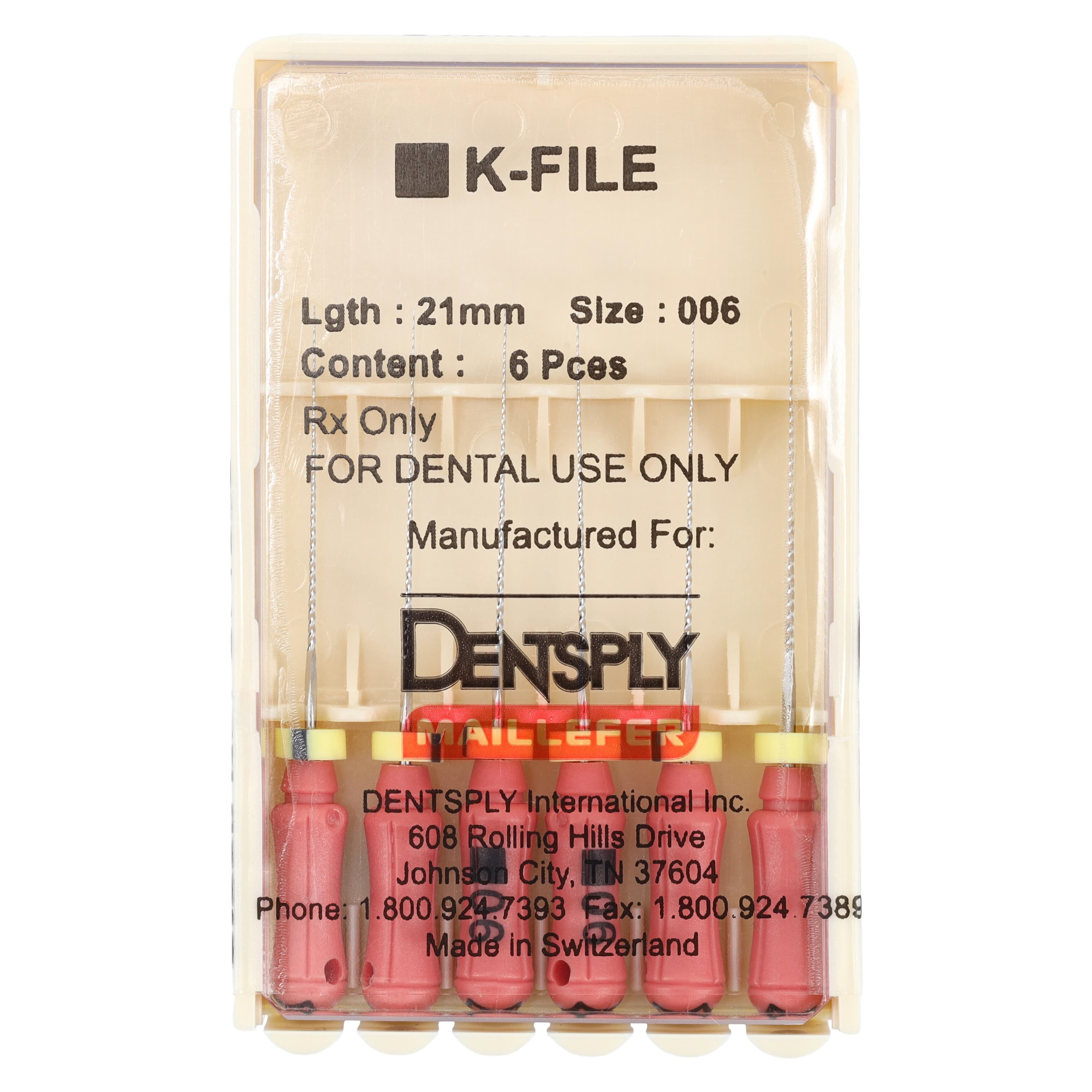 Dentsply Sirona Maillefer K-Files Stainless Steel, Size #06, 21mm, 6/Pk, Ref 671000 thumbnail 4
