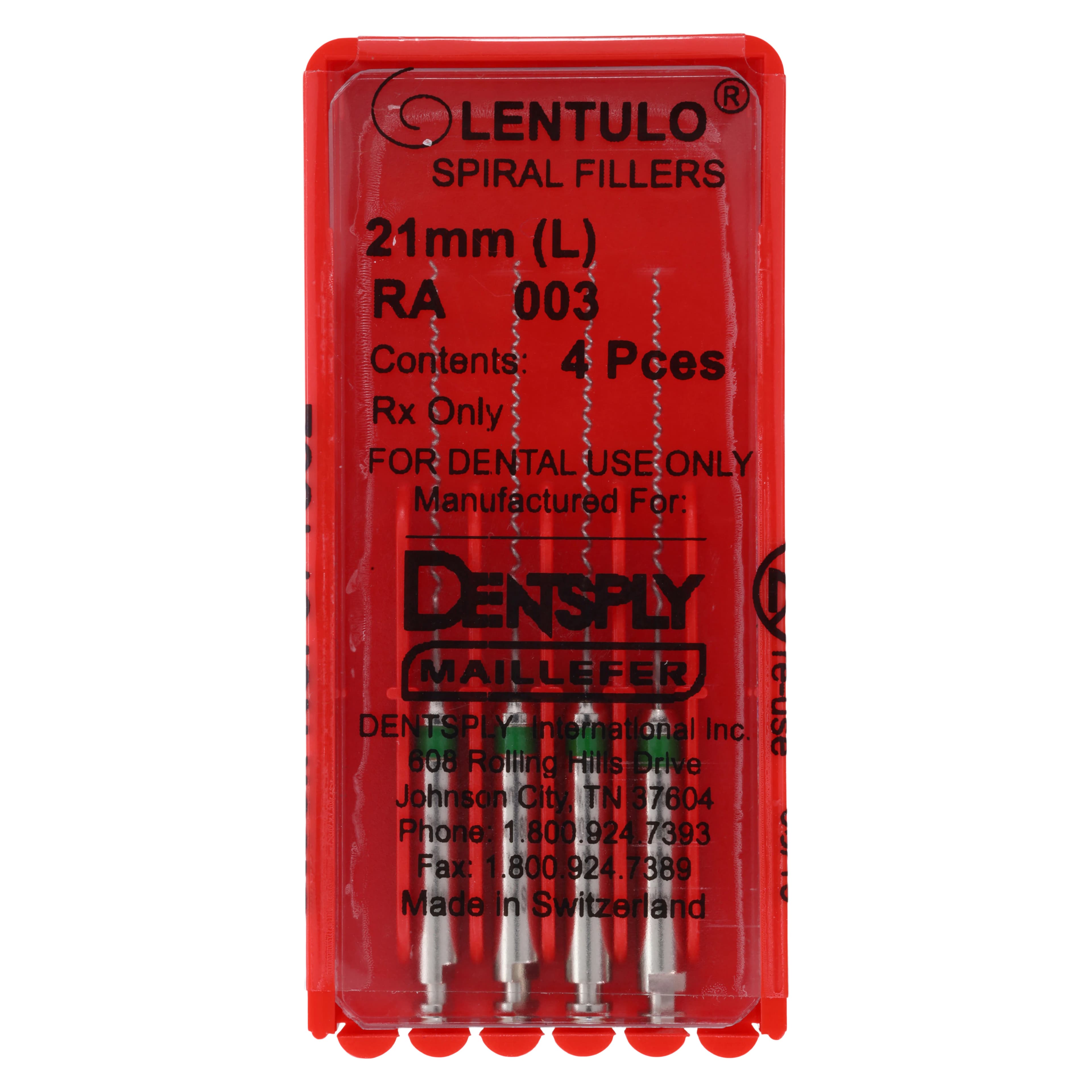Lentulo Spiral Fillers, Stainless Steel, RA, 21 mm, #3, Green, 4/Pk, 671562 - Lentulo Stainless Steel Spiral Fillers, RA, 21 mm, # 3, Green, 4/Pk - Image 1