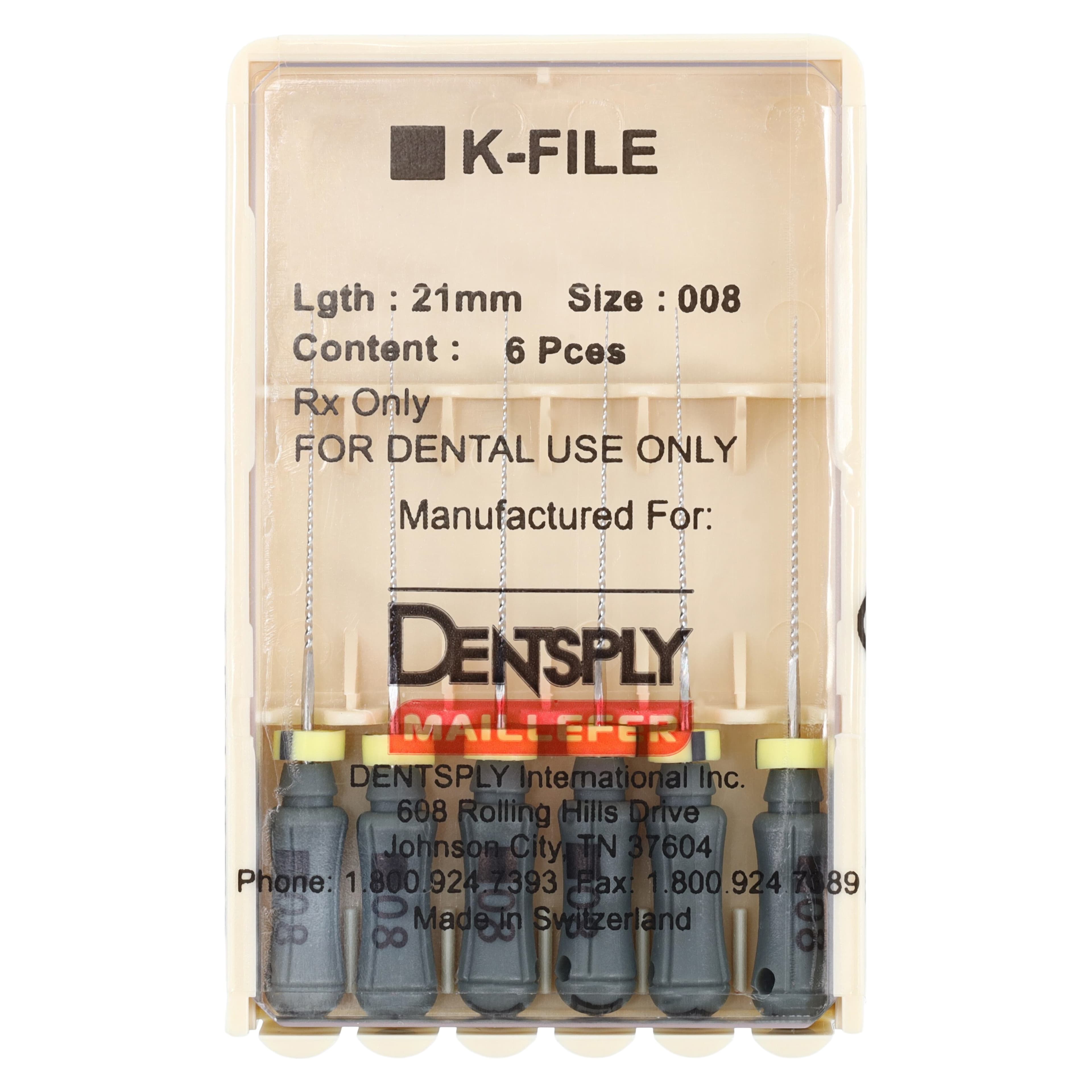 Dentsply Sirona Maillefer K-File, Stainless Steel, Size #08, 21 mm, Color-Coded Gray, 6/Pack, 671100 thumbnail 4