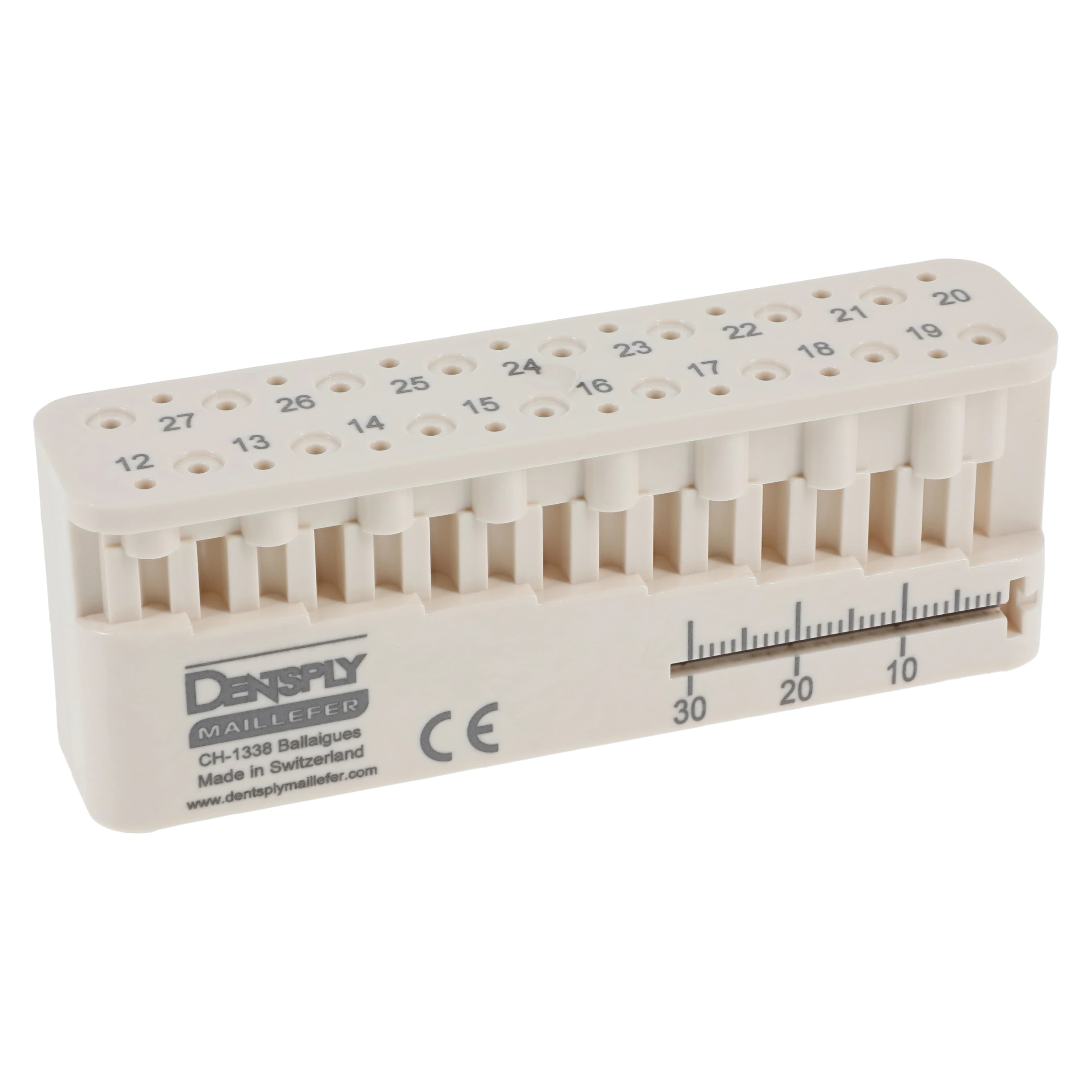 Dentsply Sirona FileMate Measuring Block, 32 Half-Millimeter Depth Guides, Autoclavable Plastic, 1/Pk, 671677 - FileMate Measuring Device - Image 1