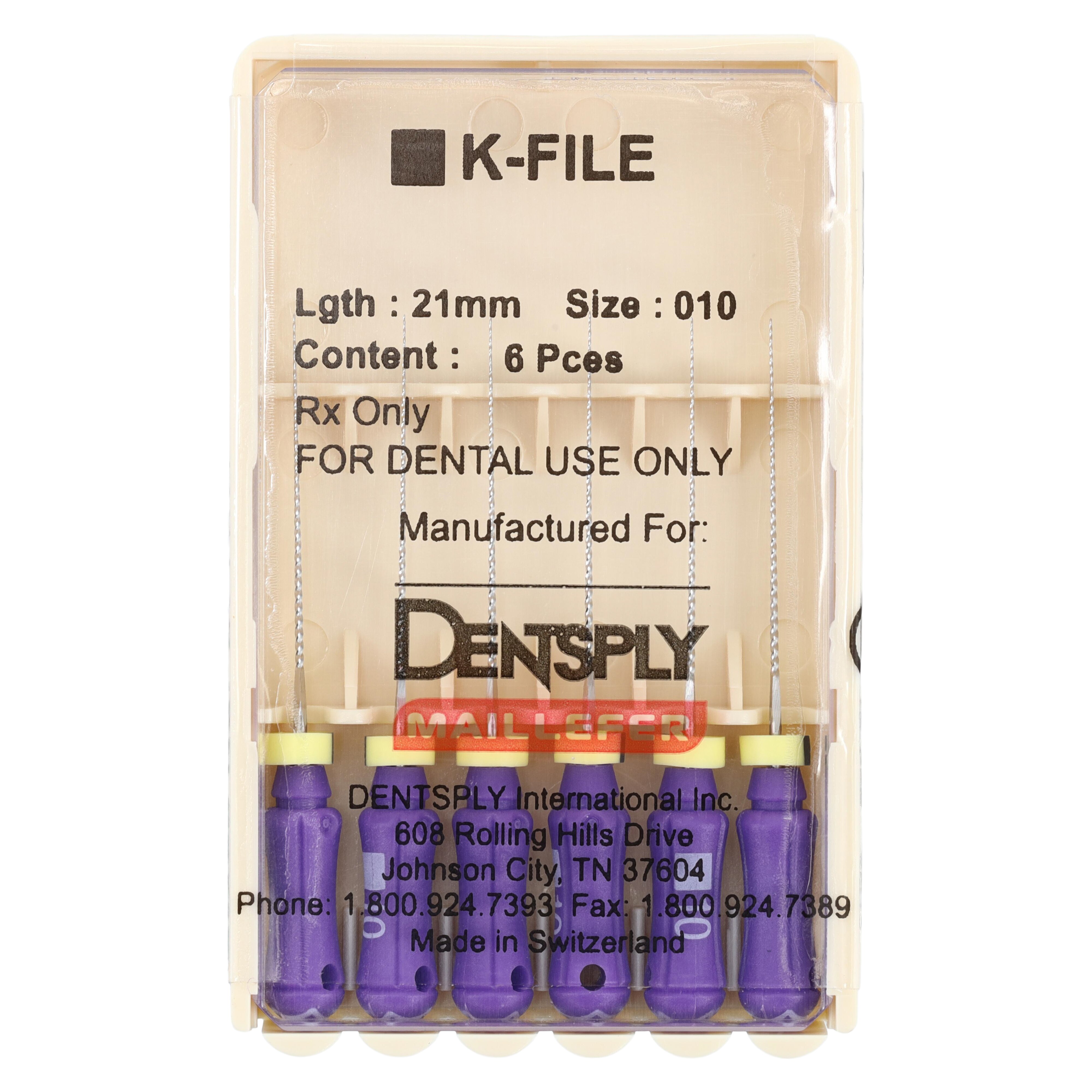 Dentsply Maillefer K-Files #10, 21mm, Stainless Steel, Color-Coded Purple, 6/Pack, 671101 thumbnail 4