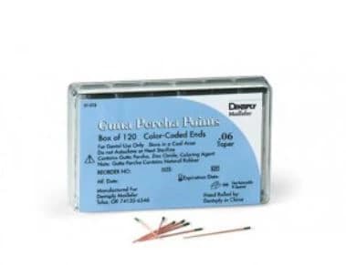 Dentsply Maillefer Gutta Percha Points, #30, .02 Taper, ISO Size 30, Blue, 30mm, 120 Points (6 Vials of 20) - #30 Blue .02 Taper Dentsply Maillefer Gutta Percha Points 30mm 6 Vials of 20 Pack of 120 - Image 1