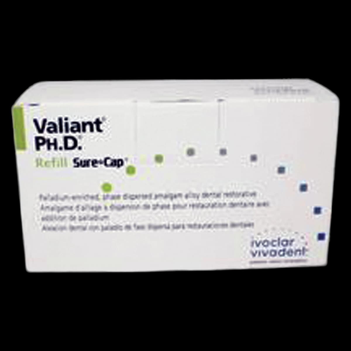 Valiant Ph.D. Sure-Cap Amalgam Alloy Capsules, 3 Spill (800 mg), Regular Set, Blue, 50/Box, NA6050430 - Valiant Ph.D 3 Spill 50/Pack NA6050430 - Image 1