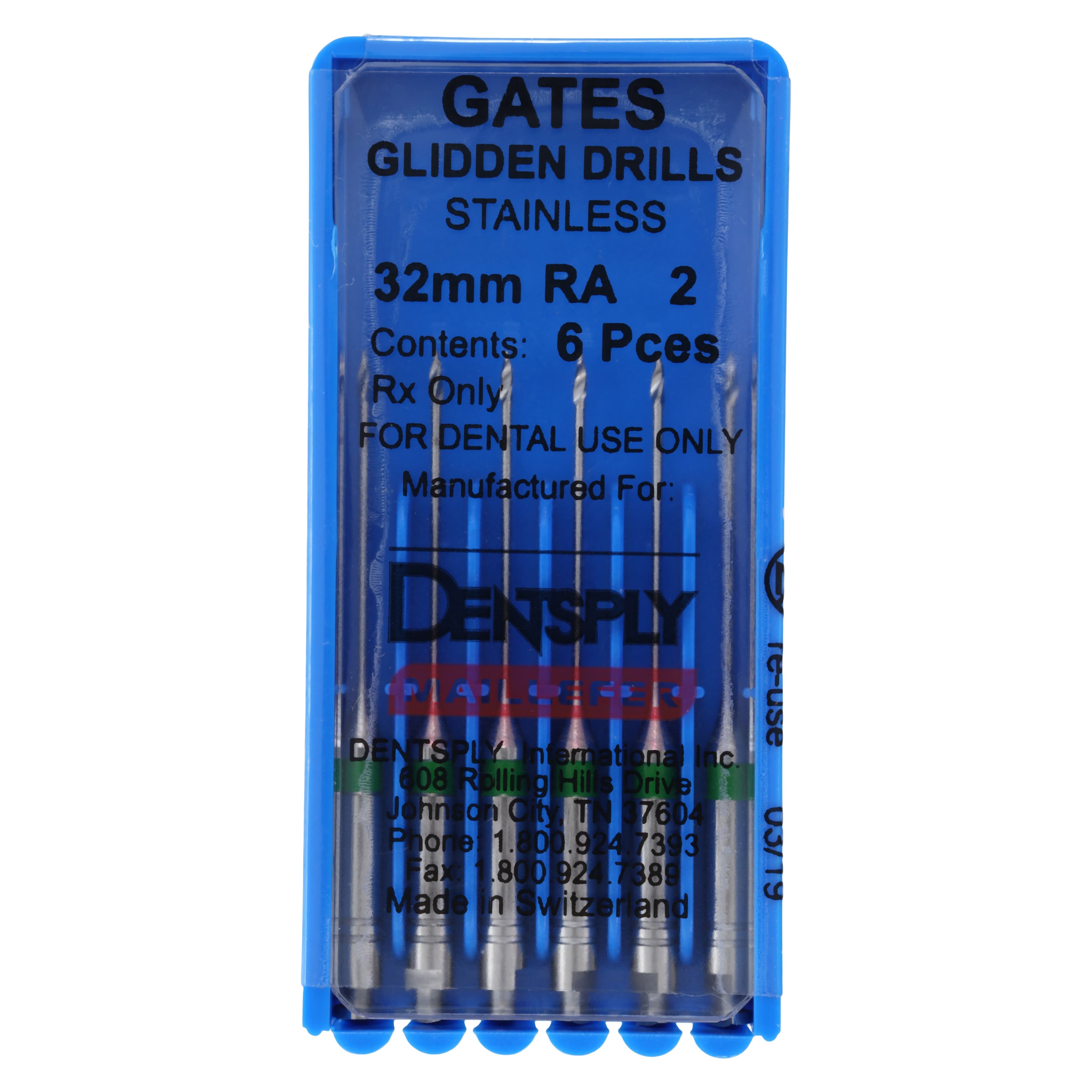 Dentsply Maillefer Gates Glidden Drills, RA, Size 2, 32 mm, Stainless Steel, 6/Pk, 671501 thumbnail 4