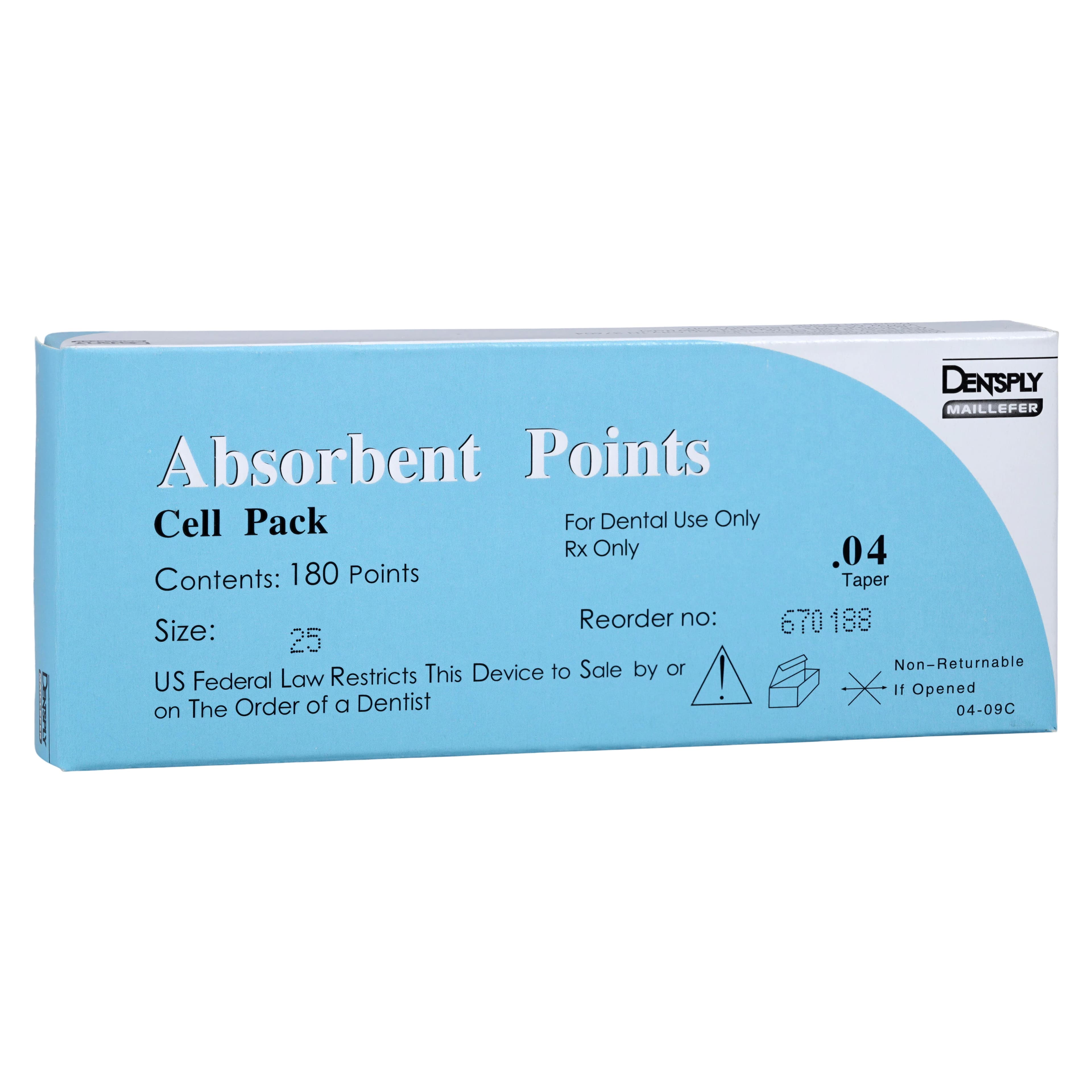 Dentsply Sirona Maillefer Absorbent Paper Points, .04 Taper, #25 (ISO 25, Red), Sterile, Cell Pack, 180/Pk, 670188 - Paper Points Sterile 180/PK .04 #25 - Image 1