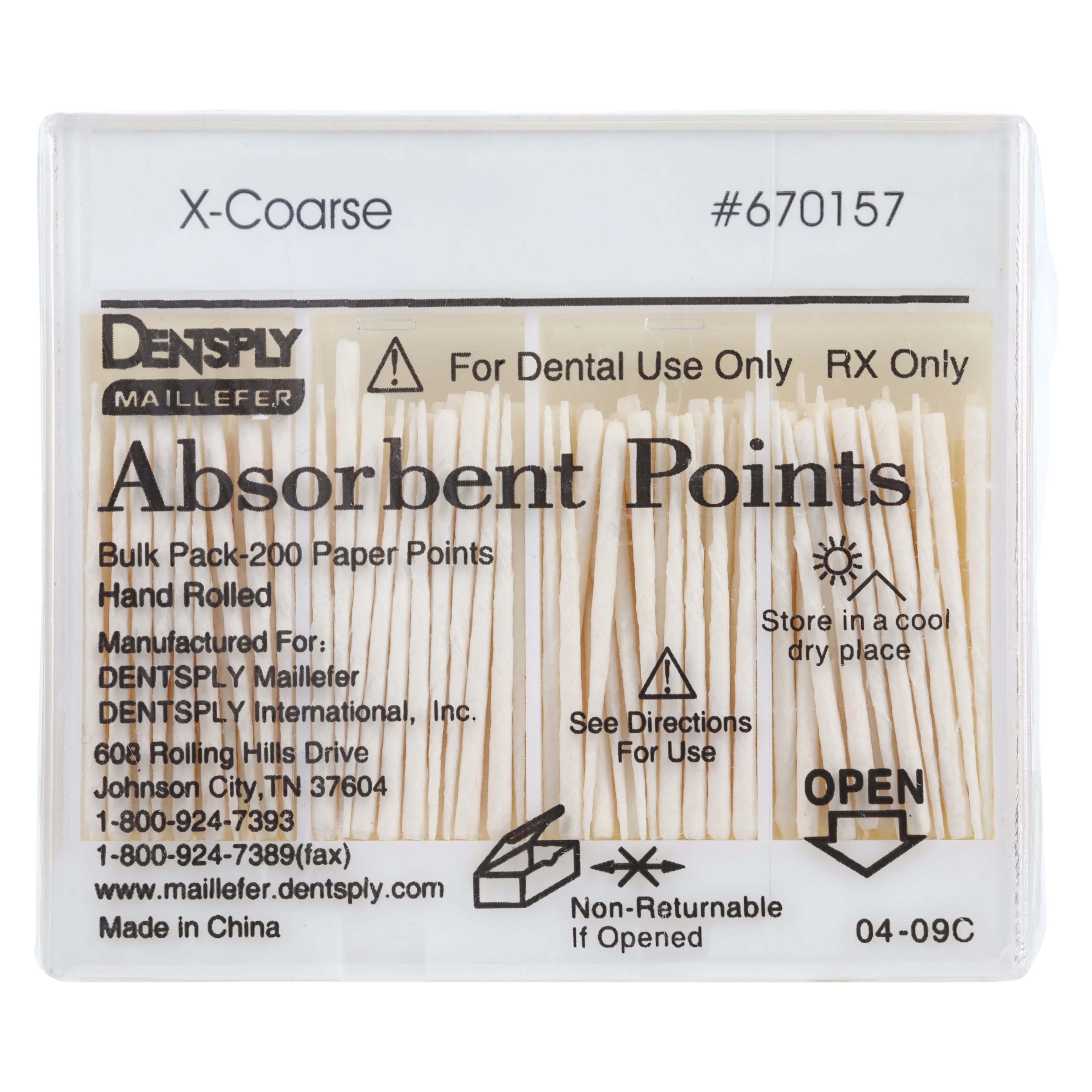 Dentsply Sirona Maillefer Absorbent Paper Points, X-Coarse, .02 Taper, Bulk Pack of 200, 670157 - Paper Points Bulk Pack 200/PK Xcoarse - Image 1