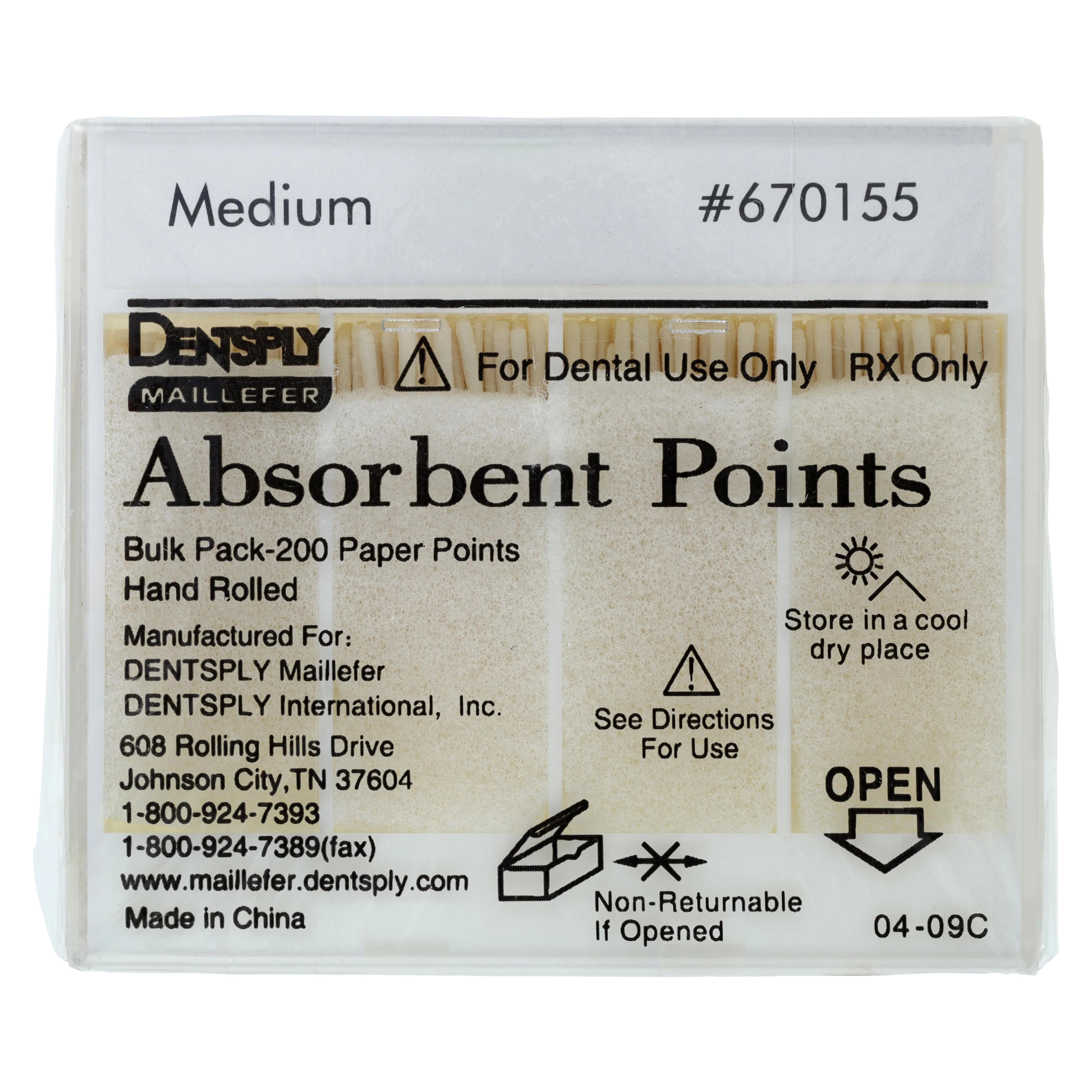Dentsply Sirona Maillefer Absorbent Paper Points, Medium, .02 Taper, Non-Sterile, Bulk Pack, 200/Pk, 670155 - Paper Points Bulk Pack 200/PK Medium - Image 1