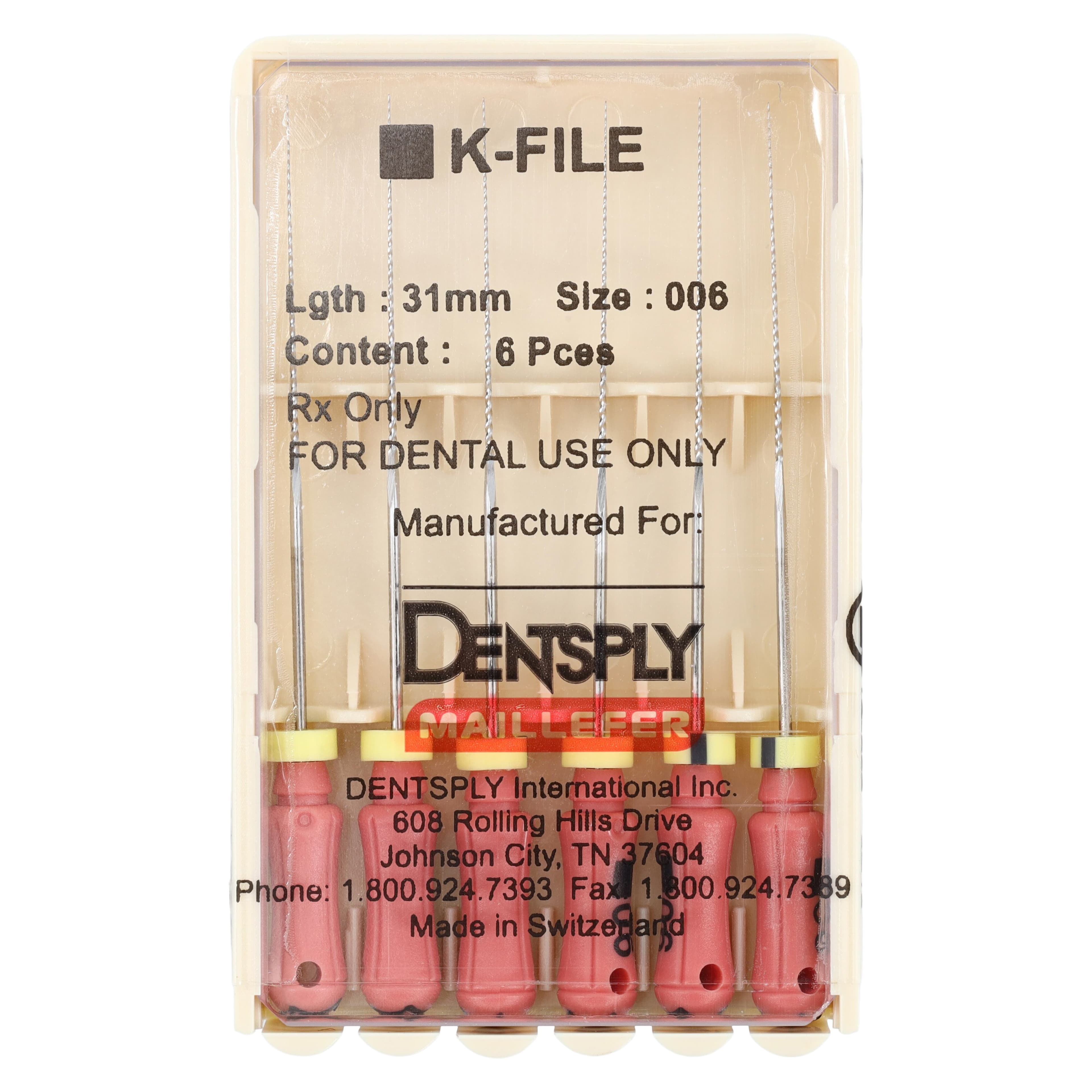 Dentsply Maillefer K-Files #06, 31mm, Stainless Steel, Color Coded Pink, 6/Pkg, #671159 thumbnail 4
