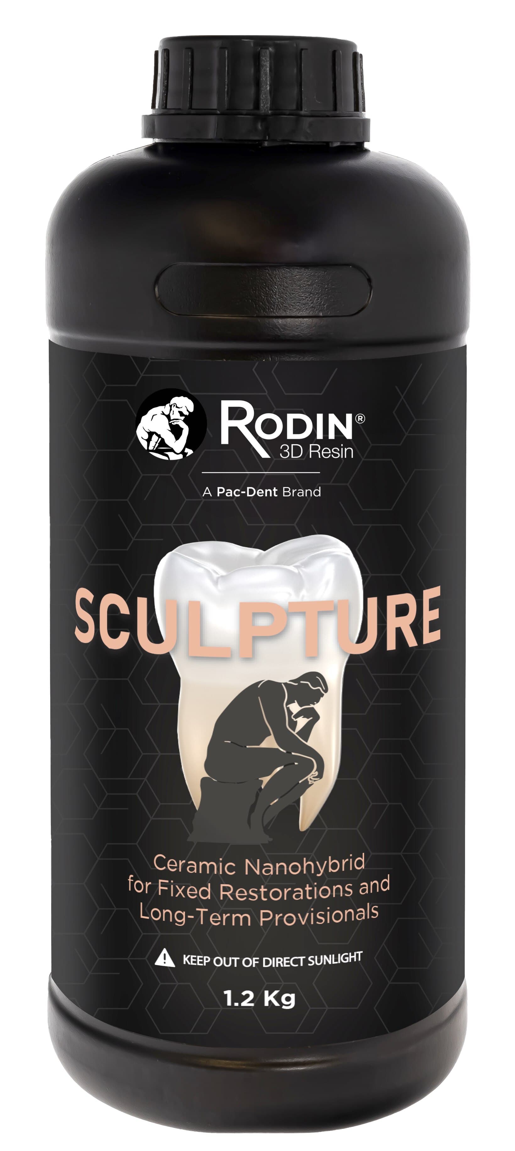 Pac-Dent Rodin™ Sculpture Ceramic Nanohybrid, Shade C3, 600g Bottle, 3D Printer Resin - Rodin™ Sculpture C3 600g Bottle - Image 1
