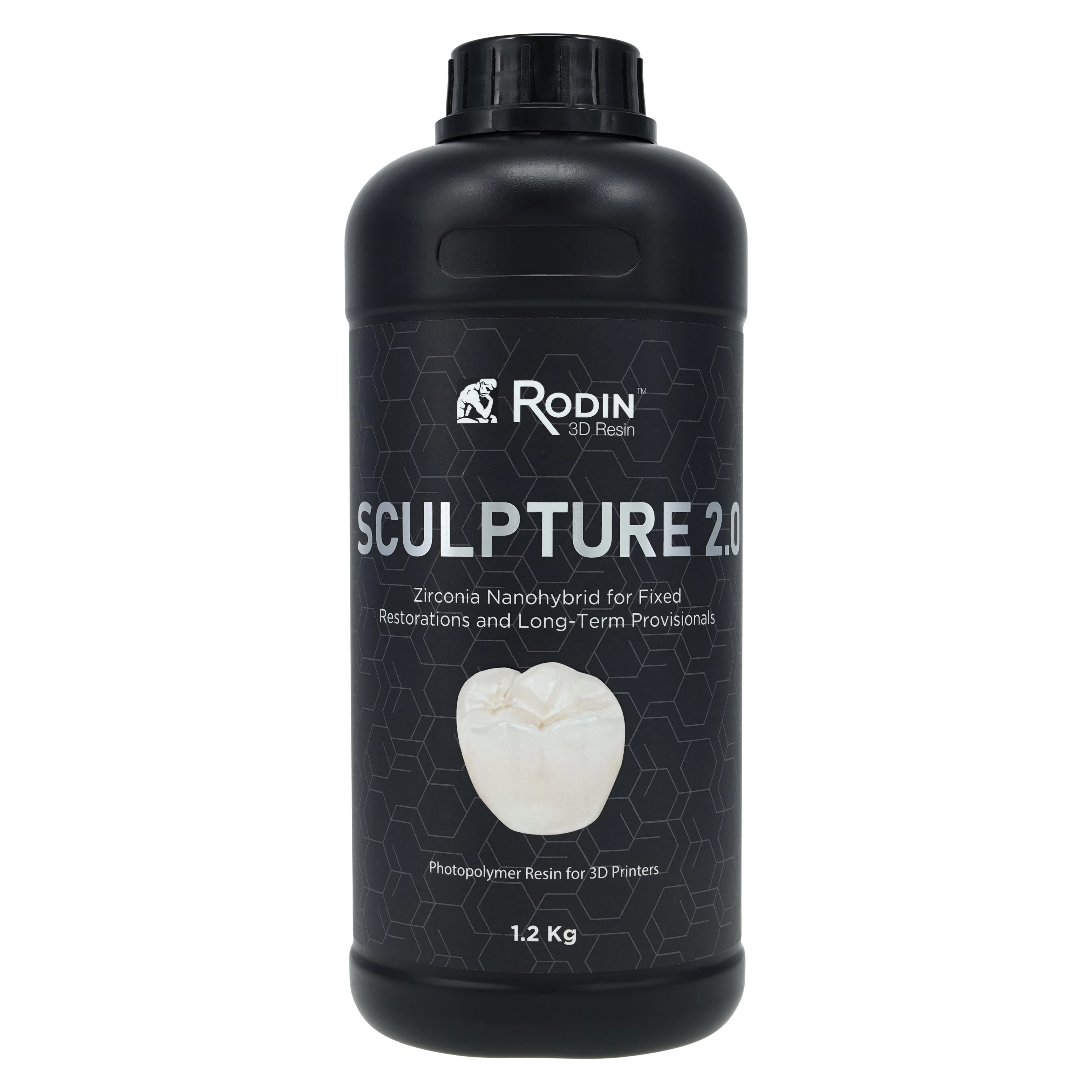 Rodin™ Sculpture 2.0 Zirconia Nanohybrid 3D Resin, Shade 0M3, 1.2 kg Bottle, 23869 - Rodin™ Sculpture 2.0 Zirconia Nanohybrid 3D Resin 0M3, 1.2kg/Bottle - Image 1