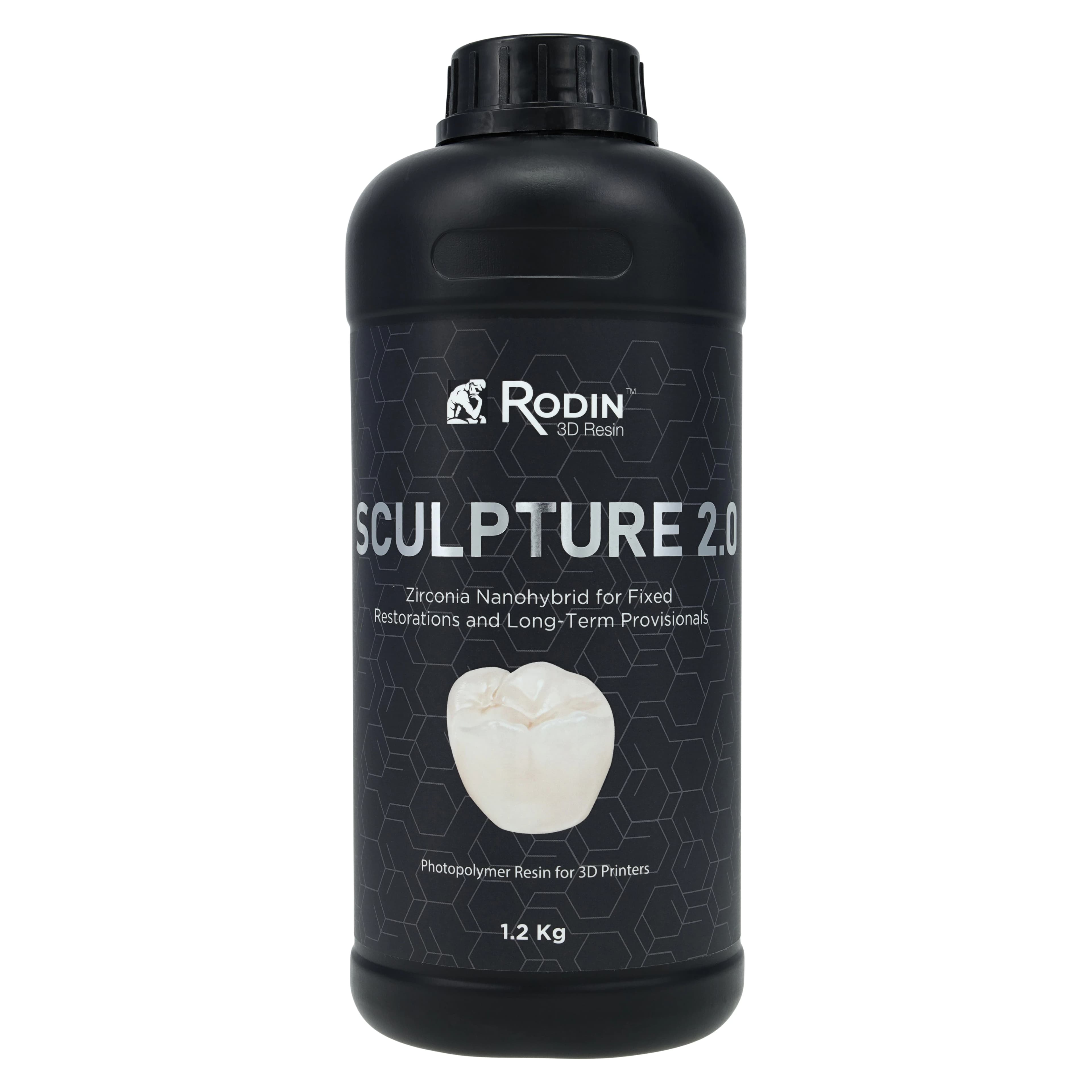 Rodin™ Sculpture 2.0 Zirconia Nanohybrid 3D Printing Resin, Shade A1, 1.2 kg Bottle, 23875 - Rodin™ Sculpture 2.0 Zirconia Nanohybrid 3D Resin A1, 1.2kg/Bottle - Image 1