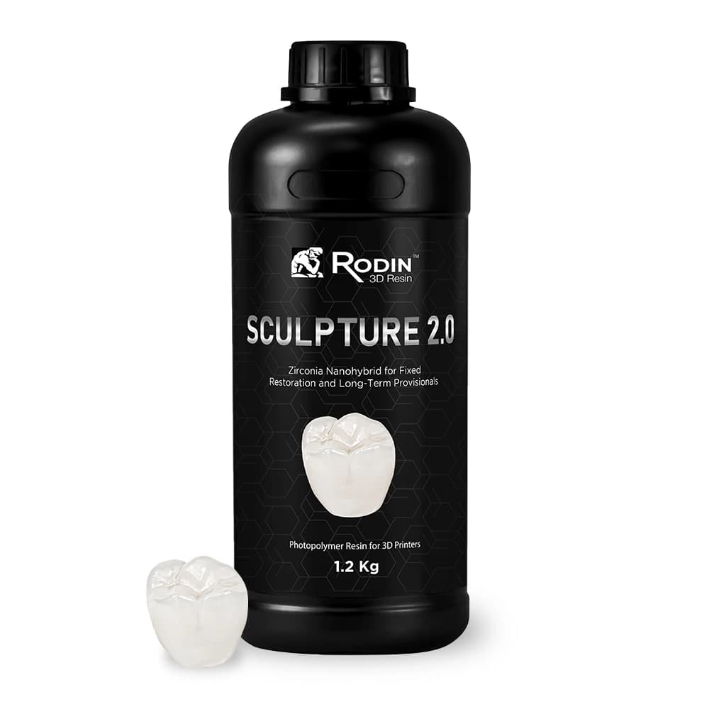 Rodin™ Sculpture 2.0 Zirconia Nanohybrid 3D Resin, Shade A3.5, 1.2kg Bottle, #23878 - Rodin™ Sculpture 2.0 Zirconia Nanohybrid 3D Resin A3.5, 1.2kg/Bottle - Image 1