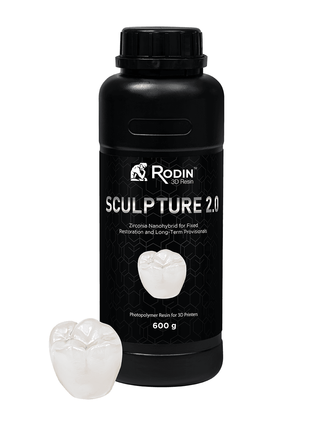 Rodin™ Sculpture 2.0 Zirconia Nanohybrid 3D Resin, Shade 0M3, 600g Bottle, 23887 - Rodin™ Sculpture 2.0 Zirconia Nanohybrid 3D Resin 0M3, 600g/Bottle - Image 1