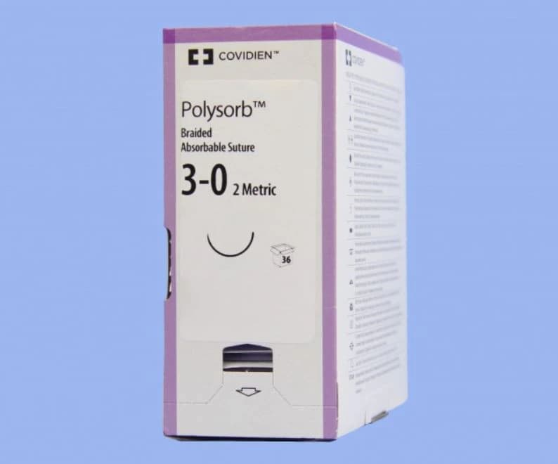 Medtronic Polysorb Suture, 3-0, 30", GS-22, Taper Point 1/2 Circle Needle 27mm, Coated, Undyed, 36/Case - Suture Polysorb Undyed GS-22 - Image 1
