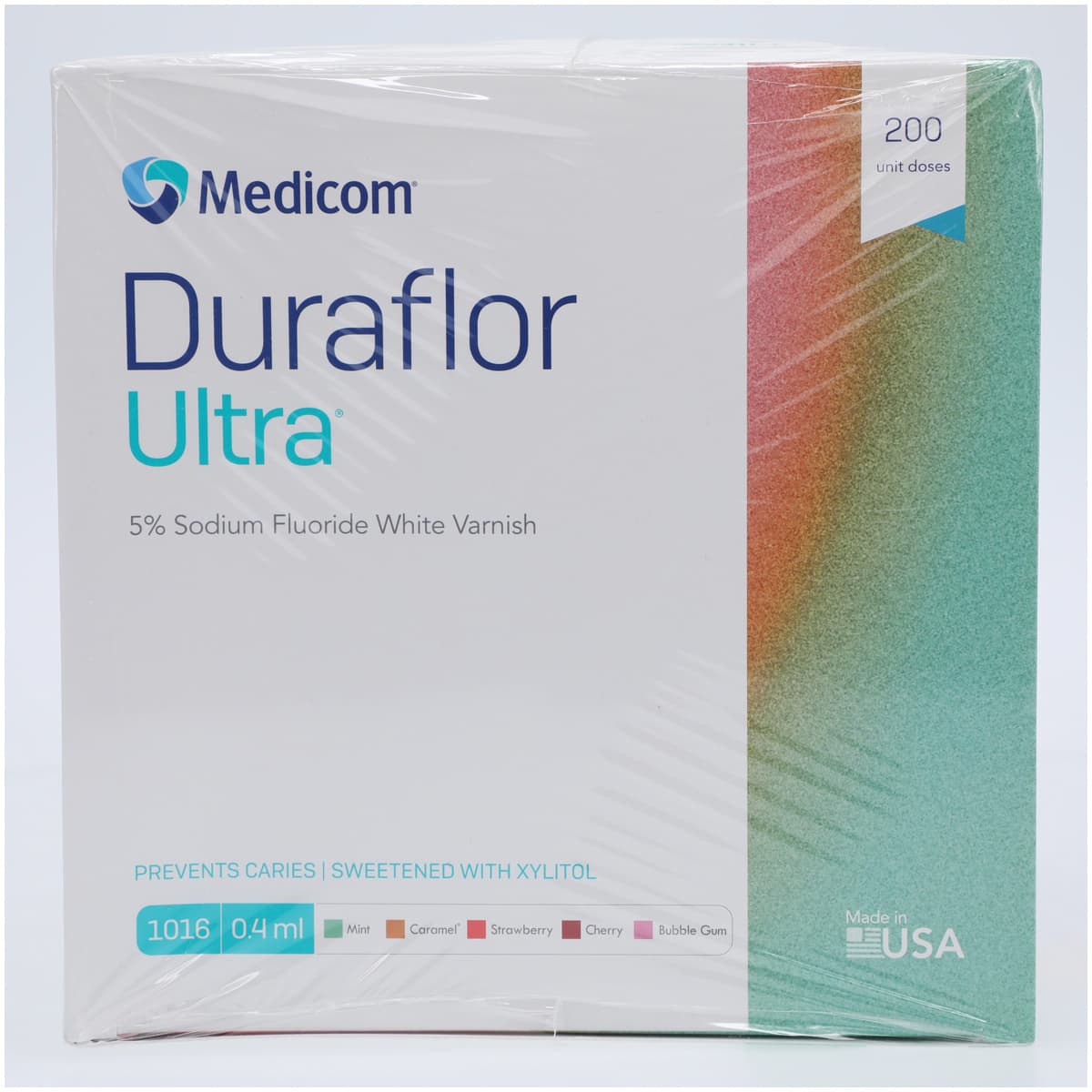 Medicom Duraflor Ultra 5% Sodium Fluoride White Varnish, Bubblegum, 0.4 mL Unit Dose, 200/Box, 1016-BG200 thumbnail 2
