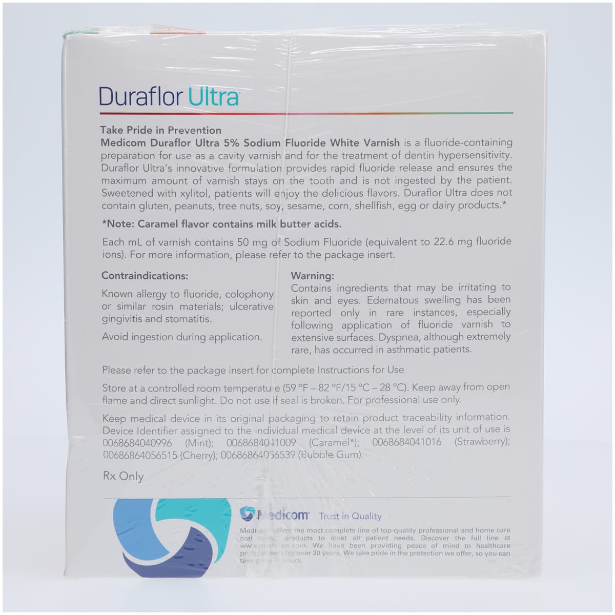 Medicom Duraflor Ultra 5% Sodium Fluoride White Varnish, Bubblegum, 0.4 mL Unit Dose, 200/Box, 1016-BG200 thumbnail 3