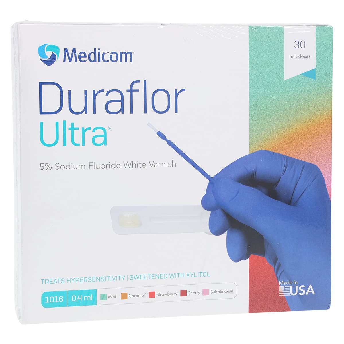 Duraflor Ultra 5% Sodium Fluoride White Varnish, 0.4 mL Unit Dose, Cherry, 30/Box, 1016-CH30 - Duraflor Ultra 5% Sodium Fluoride Varnish 0.4mL x 30 Cherry - Image 1