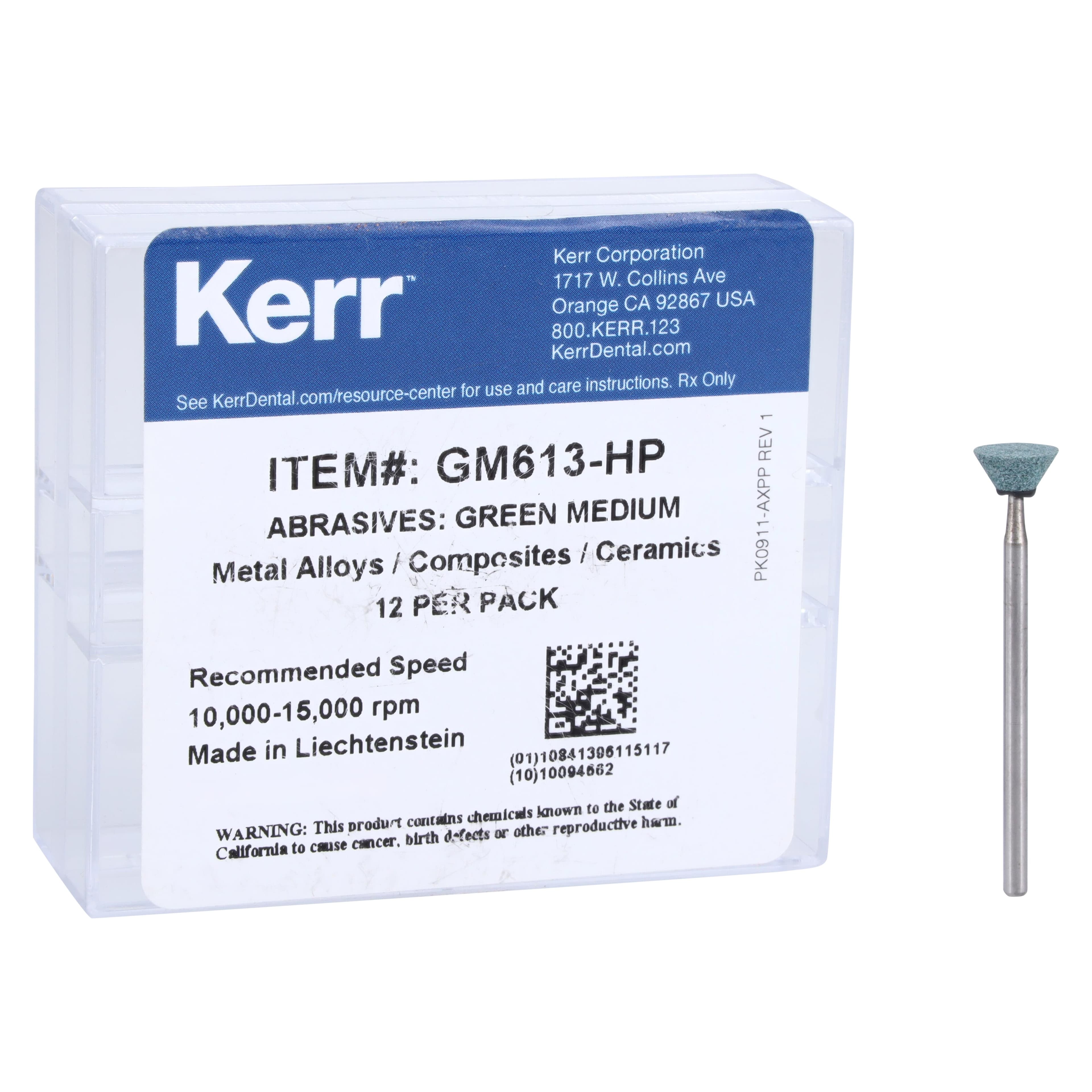 Kerr NTI Green Stone Abrasive Inverted Cone, HP, Medium, GM613-HP, 12/Pkg thumbnail 2