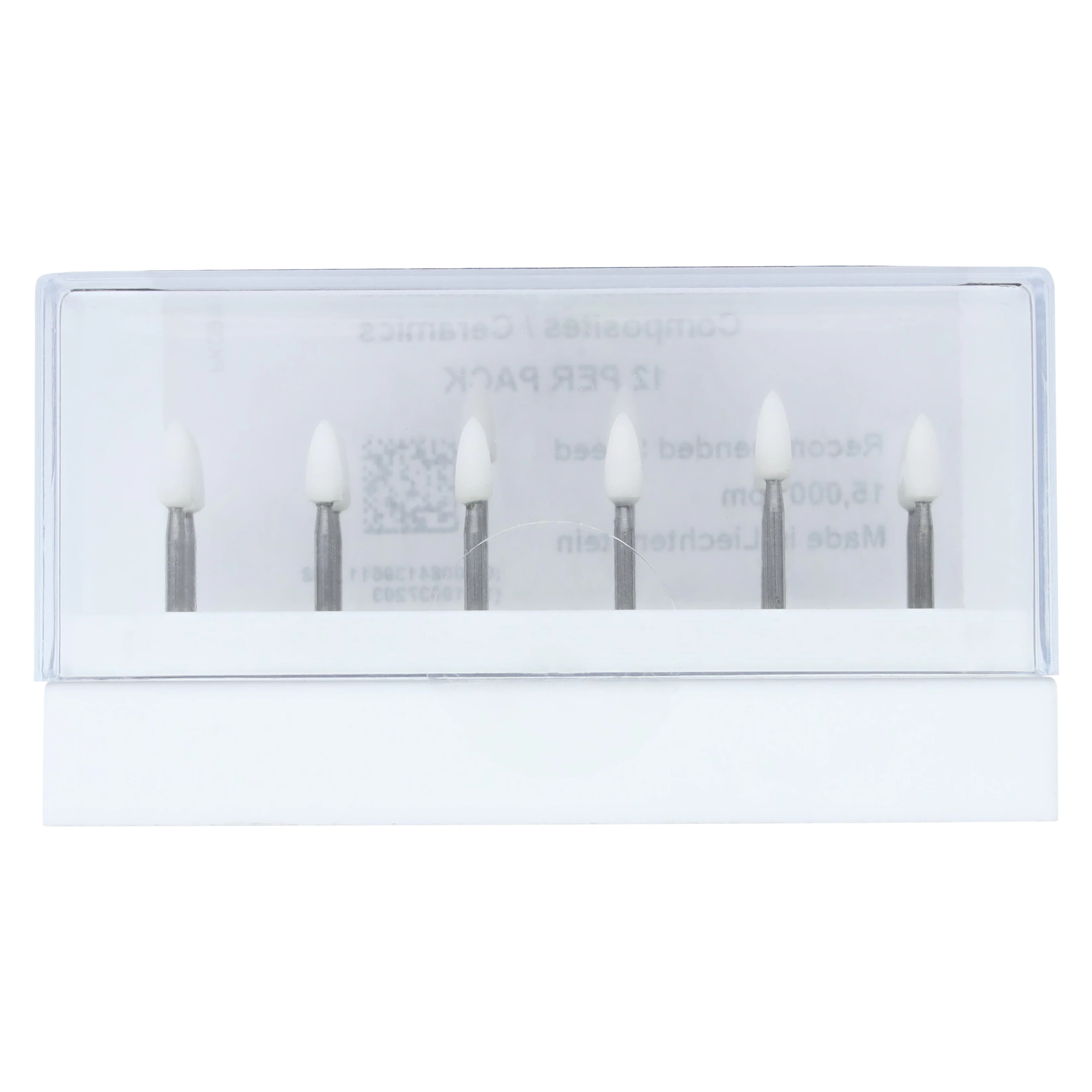 NTI Multi-Purpose Abrasive, White Stone, Small Flame, FG, Fine, 2.5 mm Diameter, 7 mm Length, 12/Pk, WF661-FG thumbnail 5