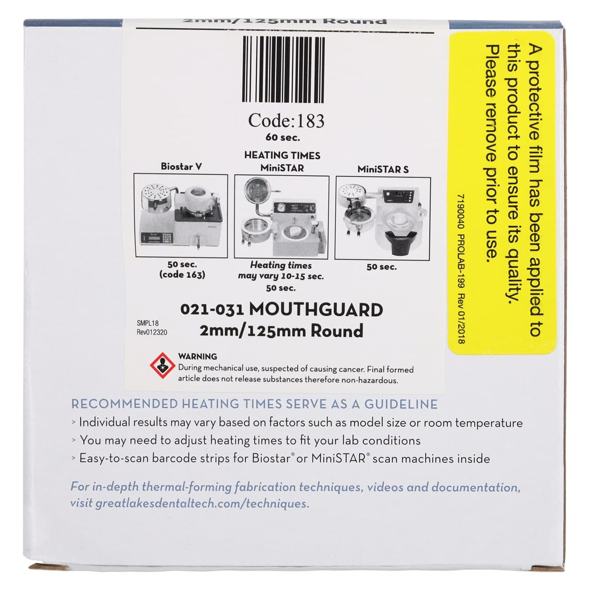 Clear Mouthguard Material, 2mm/125mm Round, Pack of 10, Great Lakes Dental Tech thumbnail 8