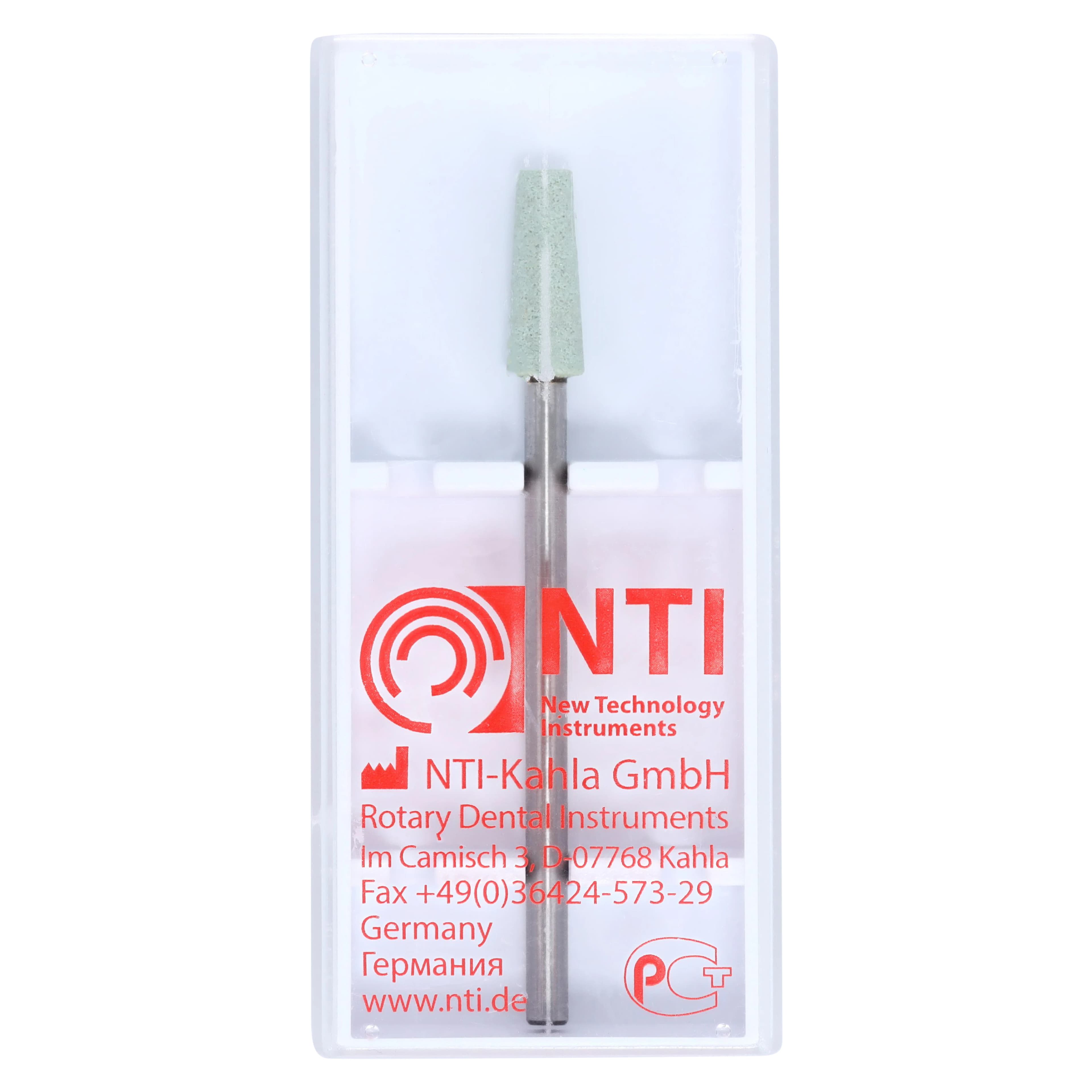 NTI All Ceramic Supermax Diamond Bur, Taper Flat End, Coarse Grit, Blue Ring, HP Shank, #G8002, 4.0 mm Diameter, 11.0 mm Head Length, 1/Pkg thumbnail 3