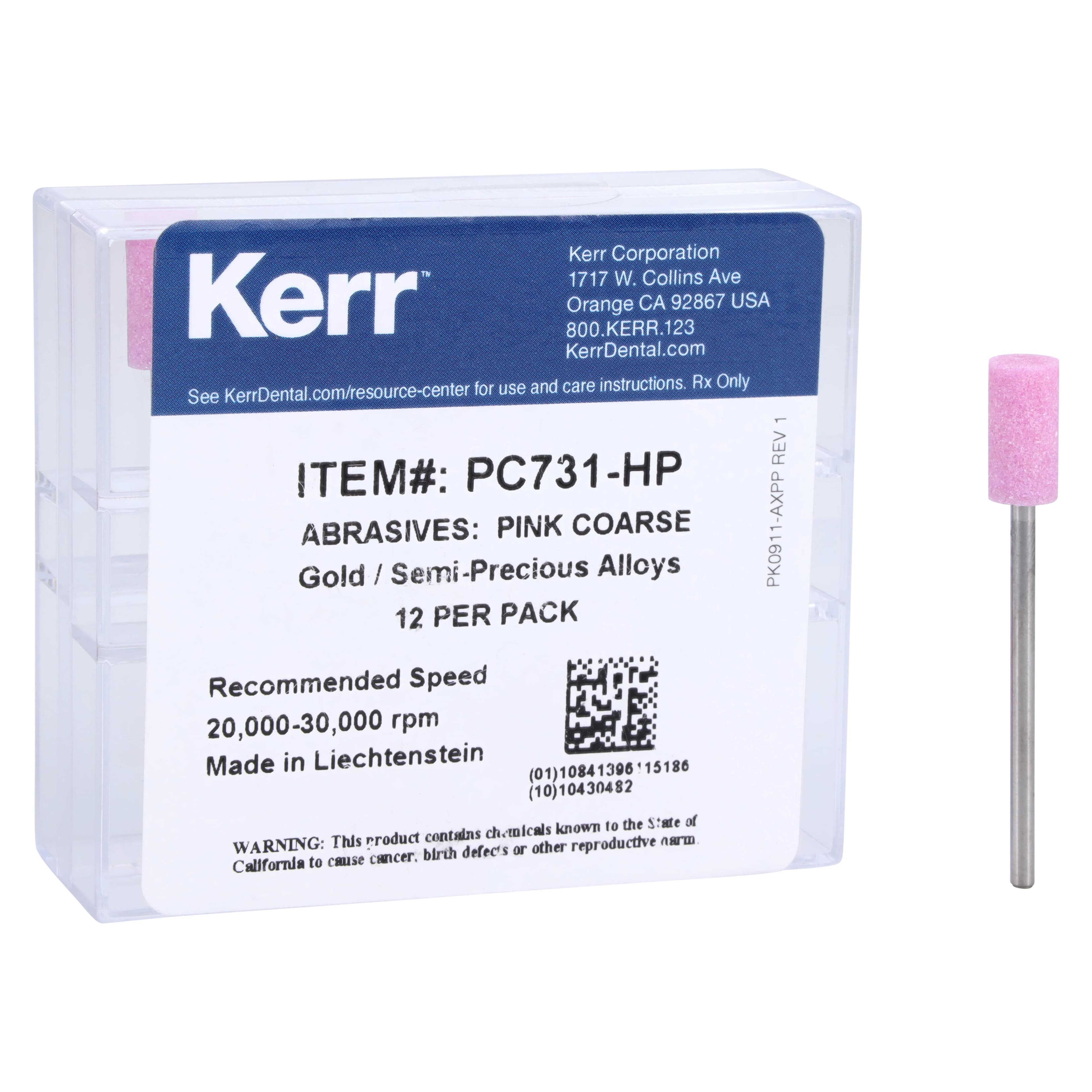 NTI Pink Abrasive Large Cylinder HP Coarse, 6.5 mm x 13 mm, 12/Pkg, PC731-HP thumbnail 2