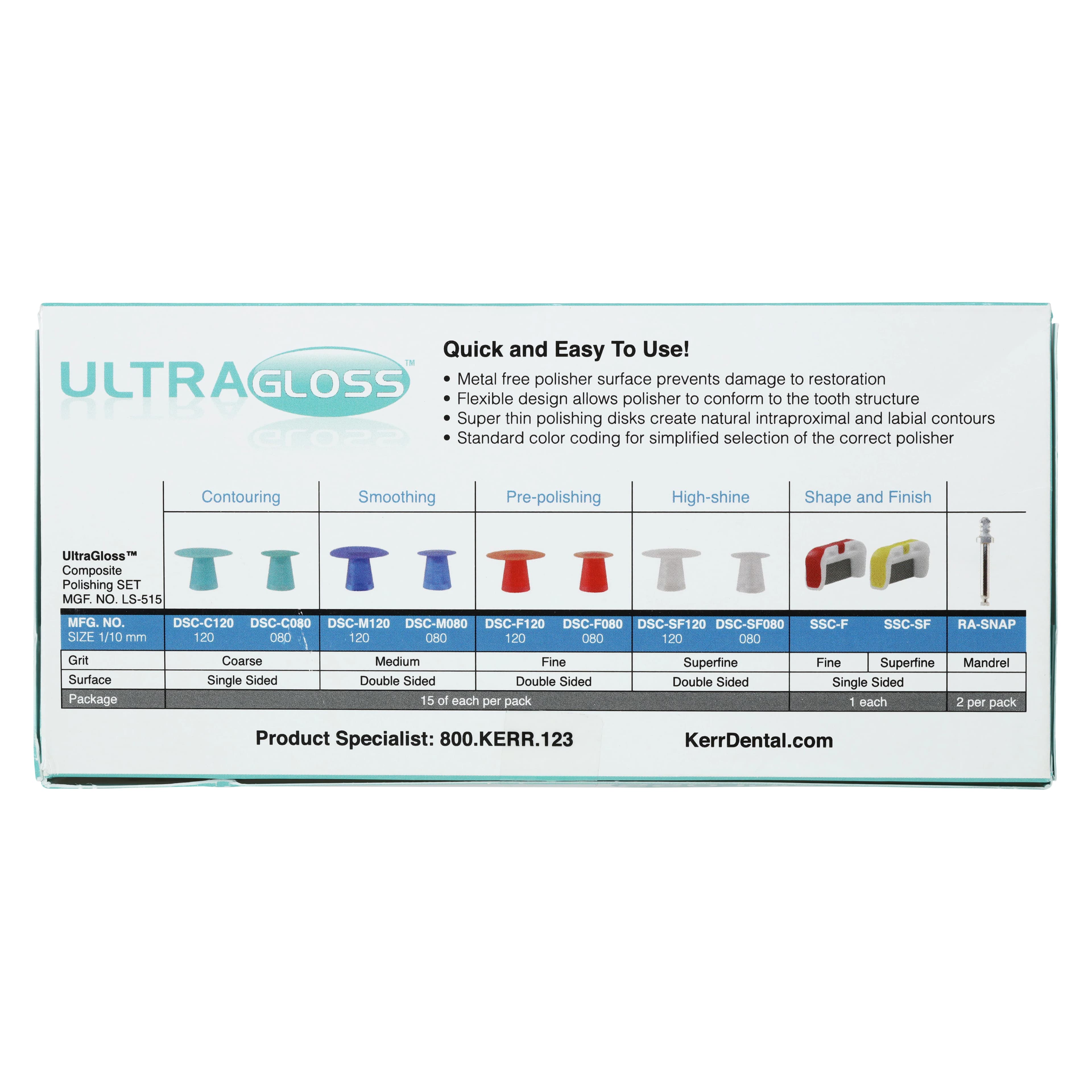 Kerr UltraGloss Composite Polishing Intro Set, 120 Pieces, LS-515 thumbnail 4
