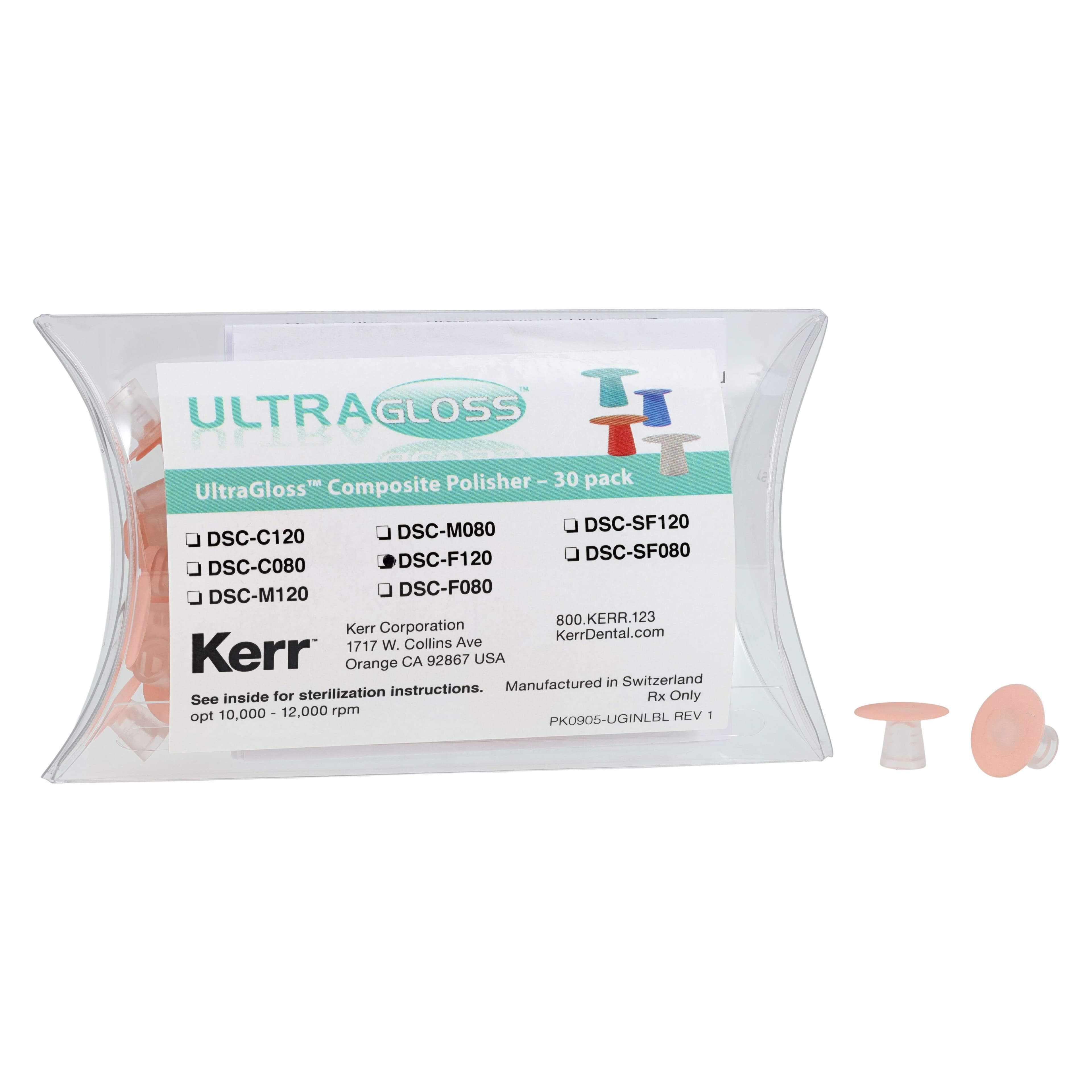 Kerr UltraGloss Composite Polishing Discs, Fine Grit, Double-Sided, Large (12 mm), Red, 30/Pkg, DSC-F120 thumbnail 2