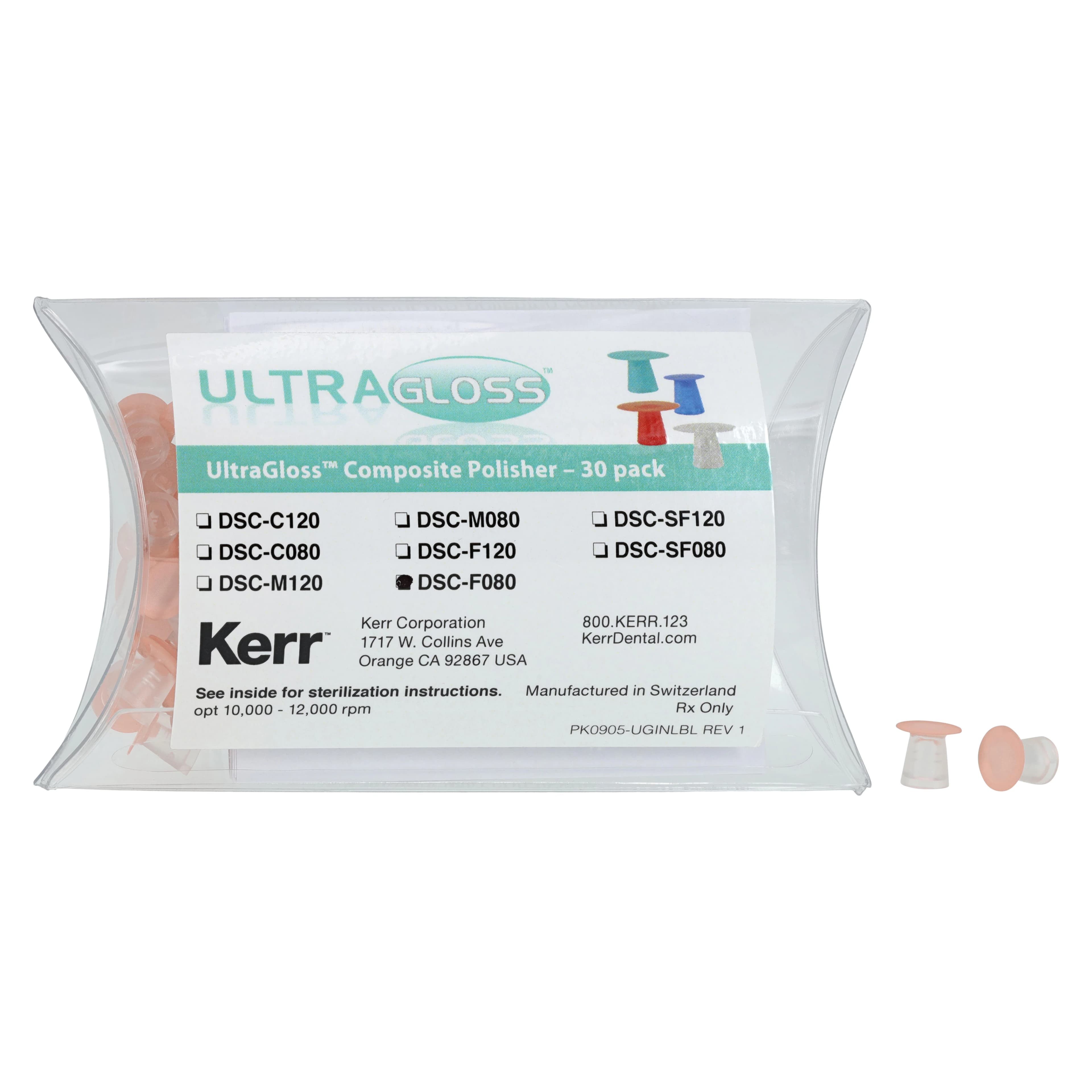 Kerr UltraGloss Composite Polishing Discs, Fine Grit, Double-Sided, Small (8 mm), Red, 30/Pkg, DSC-F080 thumbnail 2
