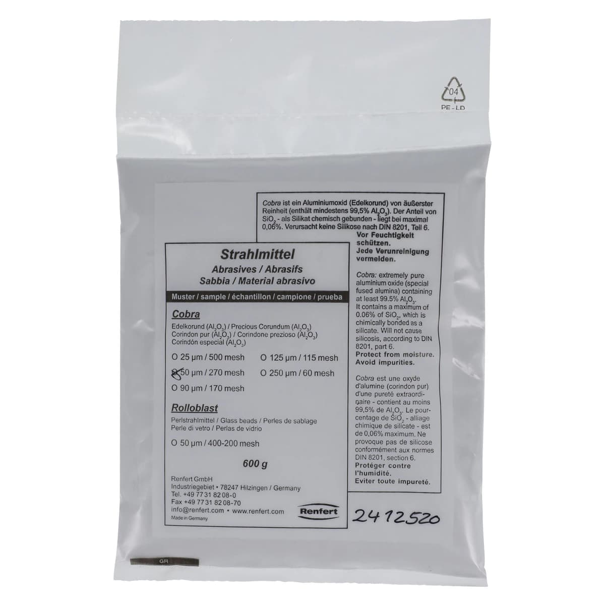 Renfert Basic Classic Abrasive Blaster, 25-70µm / 70-250µm, 100-120V, 1-2 Tank Configuration thumbnail 11