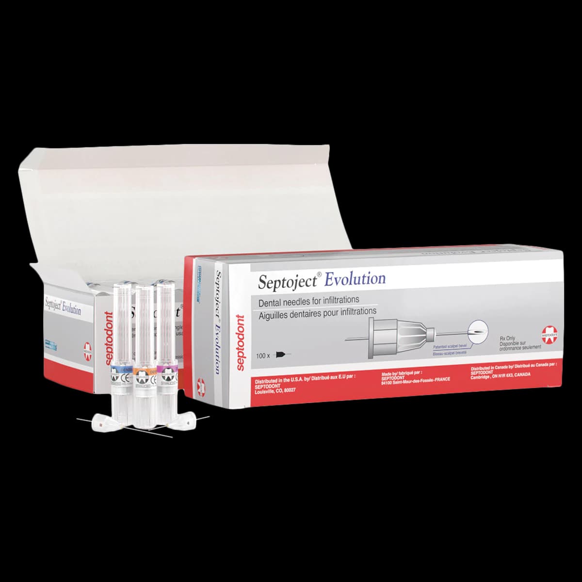 Septoject Evolution Dental Infiltration Needles, 30 Gauge, Short, 25 mm, Plastic Hub, 100/Box, 01-N1630 - Septoject Evolution Dental Needles - Image 1