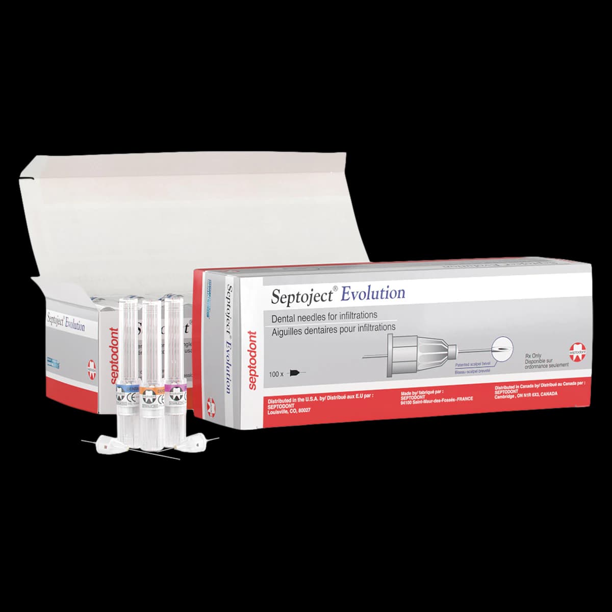 Septoject Evolution Dental Injection Needles, 30 Gauge, Extra Short (9 mm), Purple, 100/Box, 01-N1650 - Septodont - Septoject Evolution Needles 30g XShort 100/Bx - Image 1