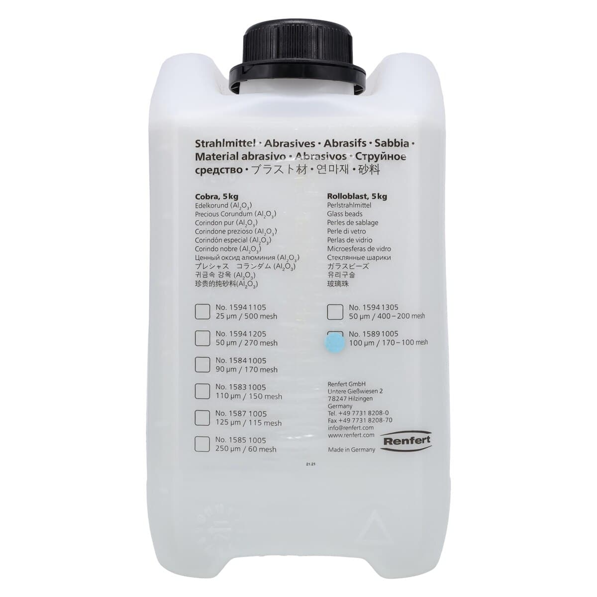 Renfert Rolloblast 100 Microns Glass Beads, 5kg Can, 15891005 thumbnail 4