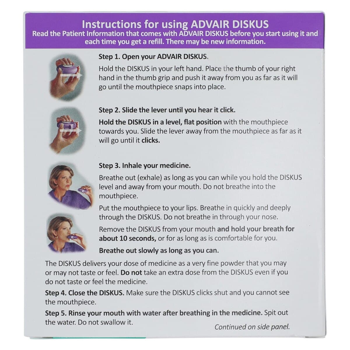 Advair Diskus Inhaler, Inhalation Powder, 100/50 mcg, 60 Dose thumbnail 4
