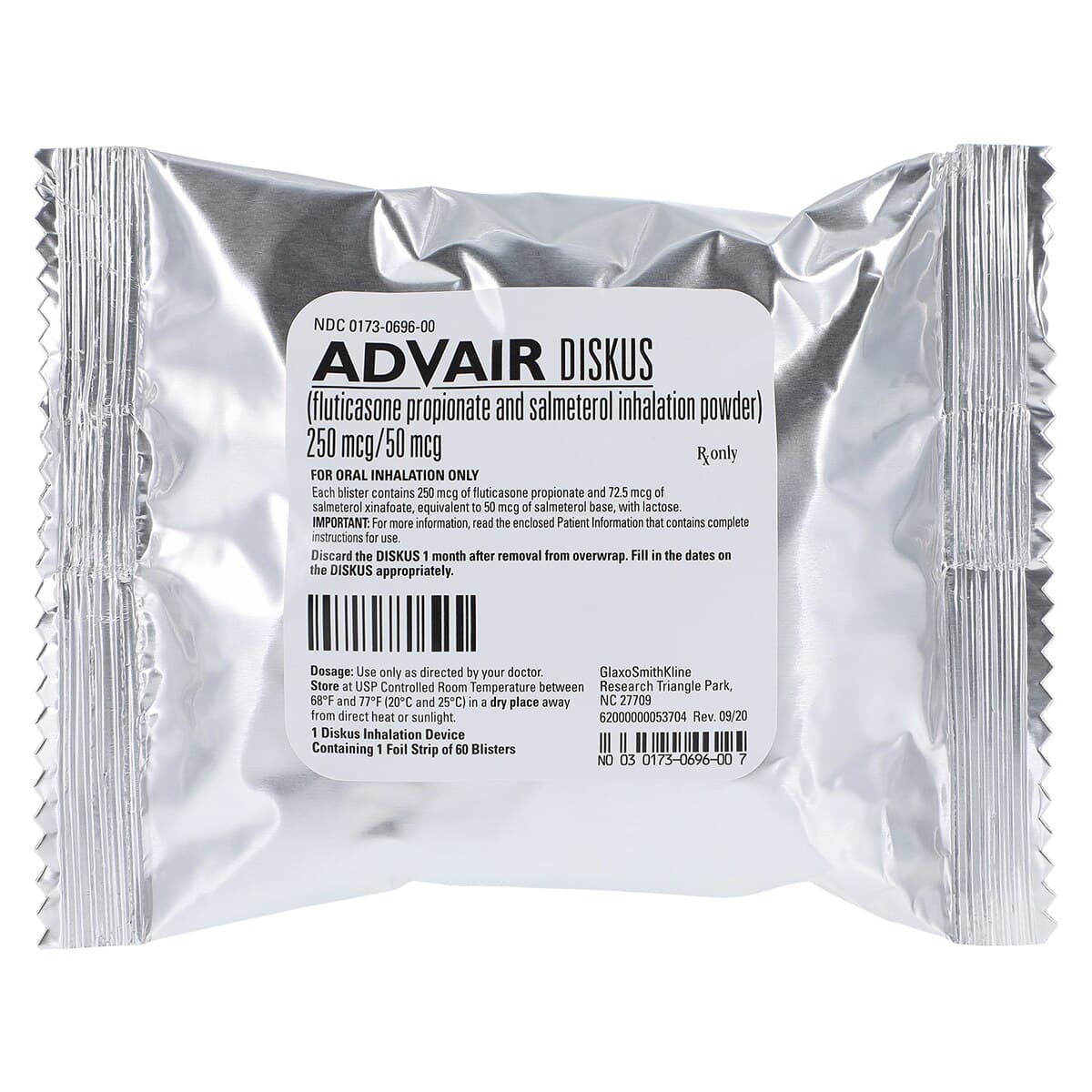 Advair Diskus Inhaler, 250/50mcg, 60 Dose thumbnail 3