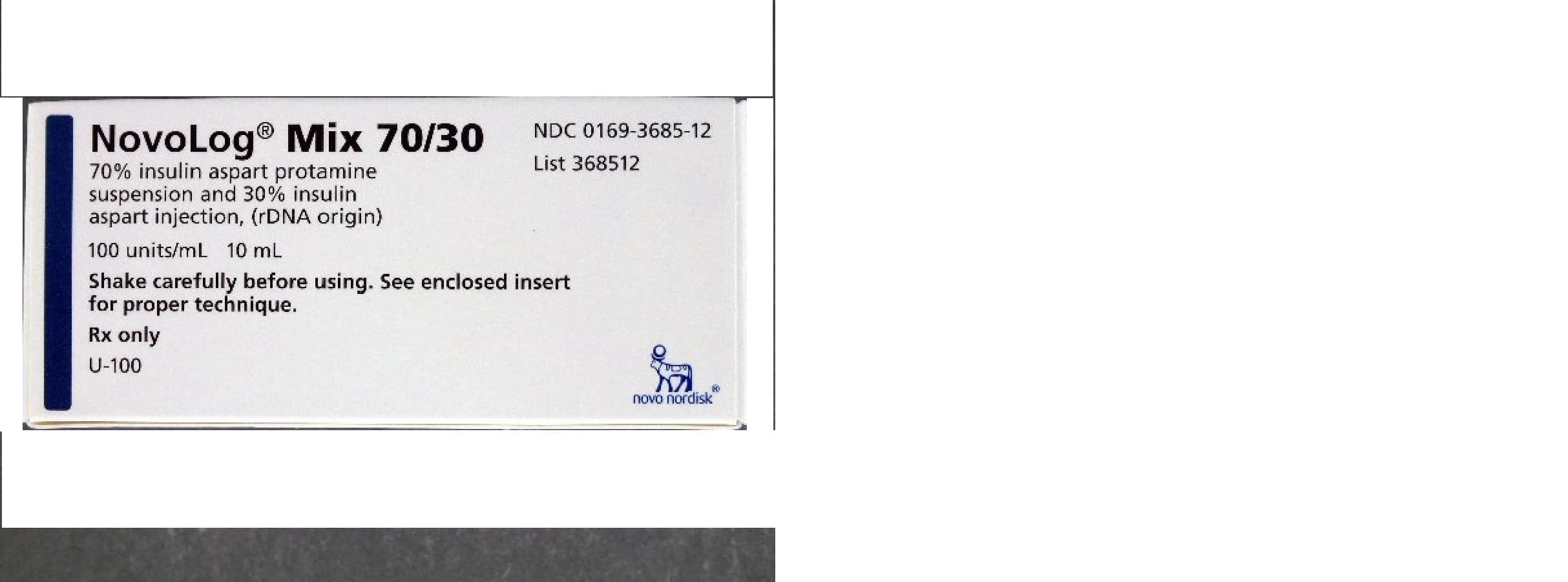 NovoLog Mix 70/30 Insulin Injection, 70% Insulin Aspart Protamine / 30% Insulin Aspart, 10 mL Multidose Vial - Novolog Insulin Mix Inj 70/30 - Image 1