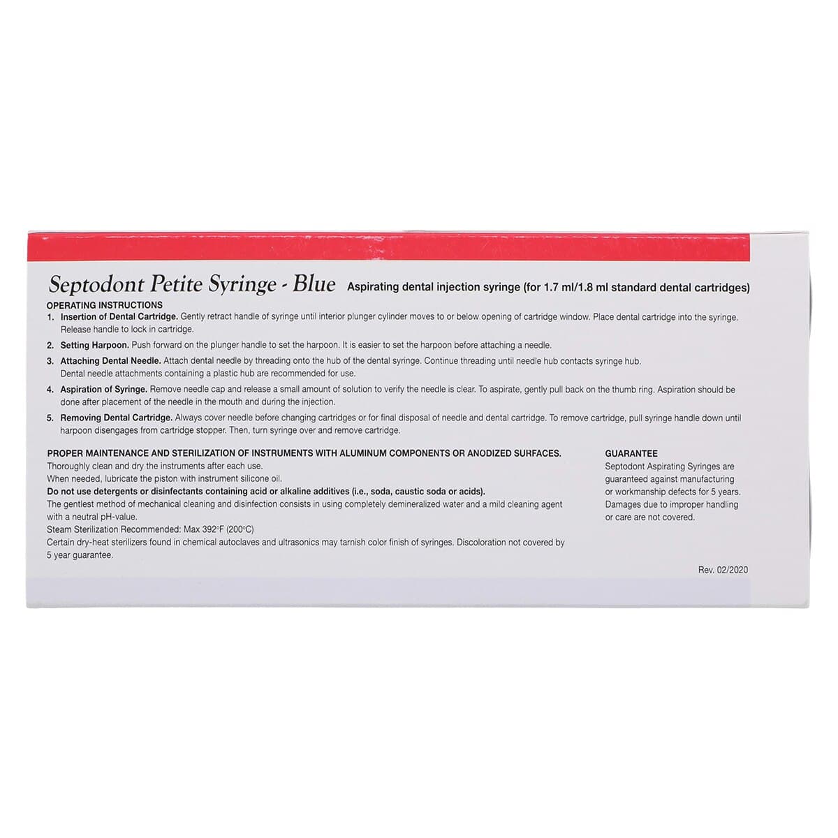 Septodont Petite Aspirating Syringe, Blue, 1/Pk, 01-N2100 thumbnail 6