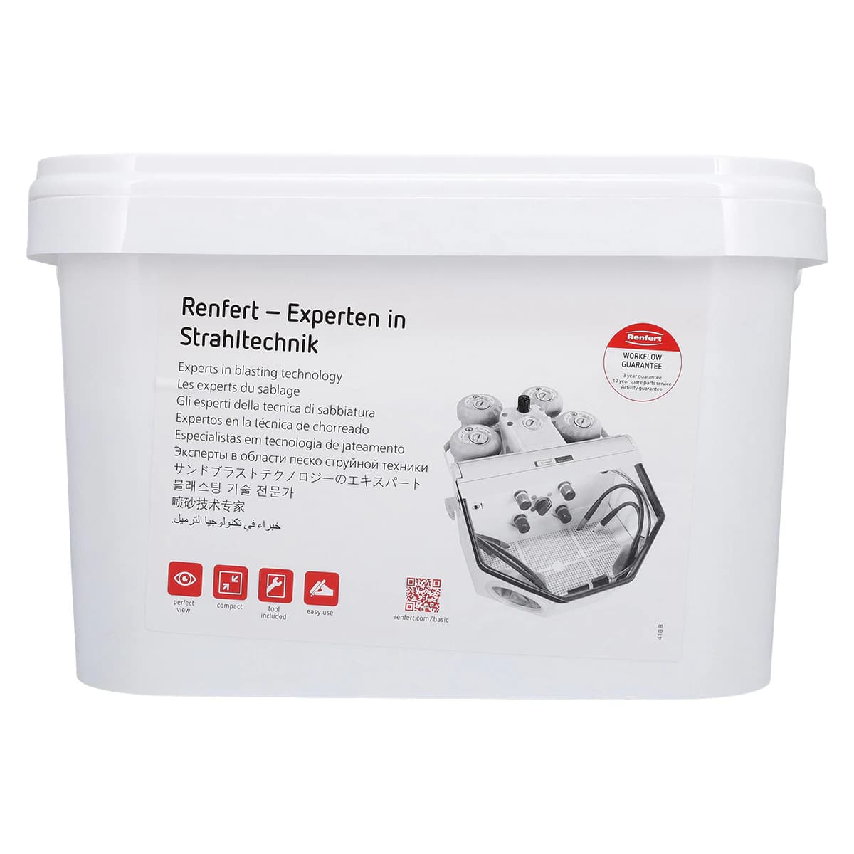 Renfert Cobra White Aluminum Oxide Sandblasting Abrasive, 50 Micron, 12.5 kg Canister - Cobra White 50 Micron 12.5Kg - Image 1