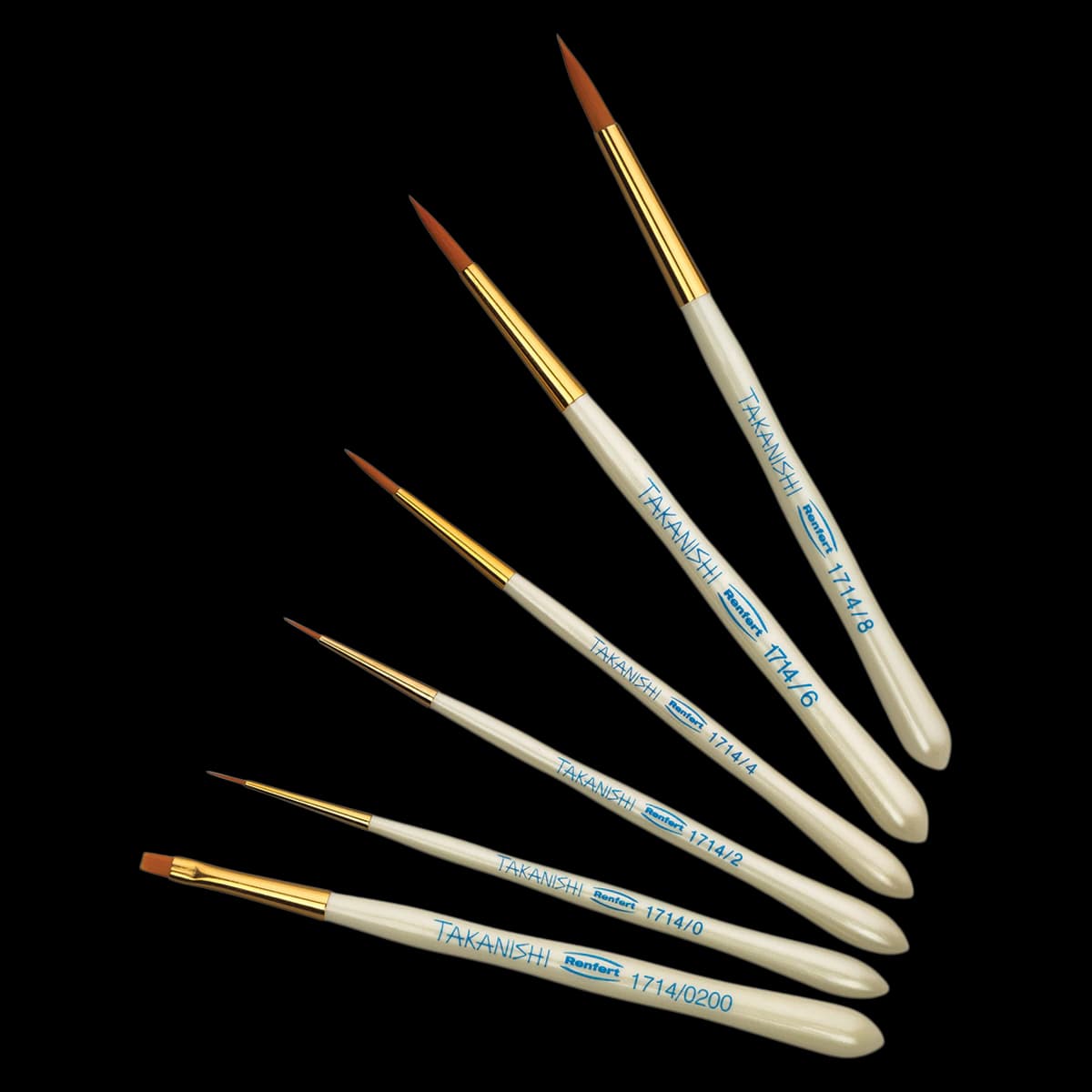 Renfert Takanishi Ceramist Brush, Size #1, Synthetic Bristle, 2/Pack, 17140001 - #1 Takanishi Brush Pack of 2 - Image 1