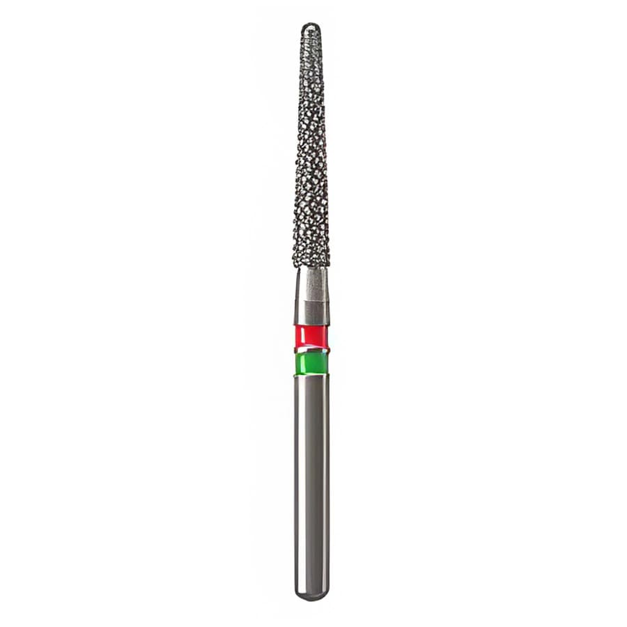 NTI 2-Grit Diamond Bur, FG, Coarse/Fine, Round End Taper, 6844-016, 1.6 mm Diameter, 10.0 mm Length, 5/Pk - NTI 2-Grit Diamonds FG 6844-016 Fine/Coarse 5/Pk - Image 1