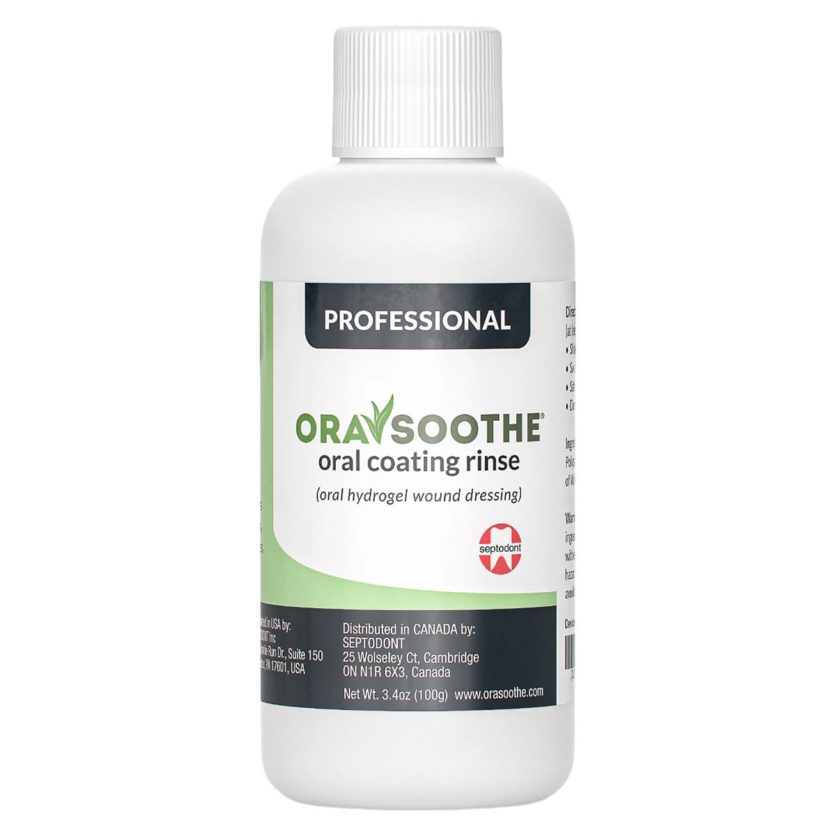 Septodont OraSoothe Oral Coating Rinse, Professional, 3.4 oz Bottle, Unflavored, 01S0620 - ORASOOTHE Oral Coating Rinse 3.4oz Professional - Image 1