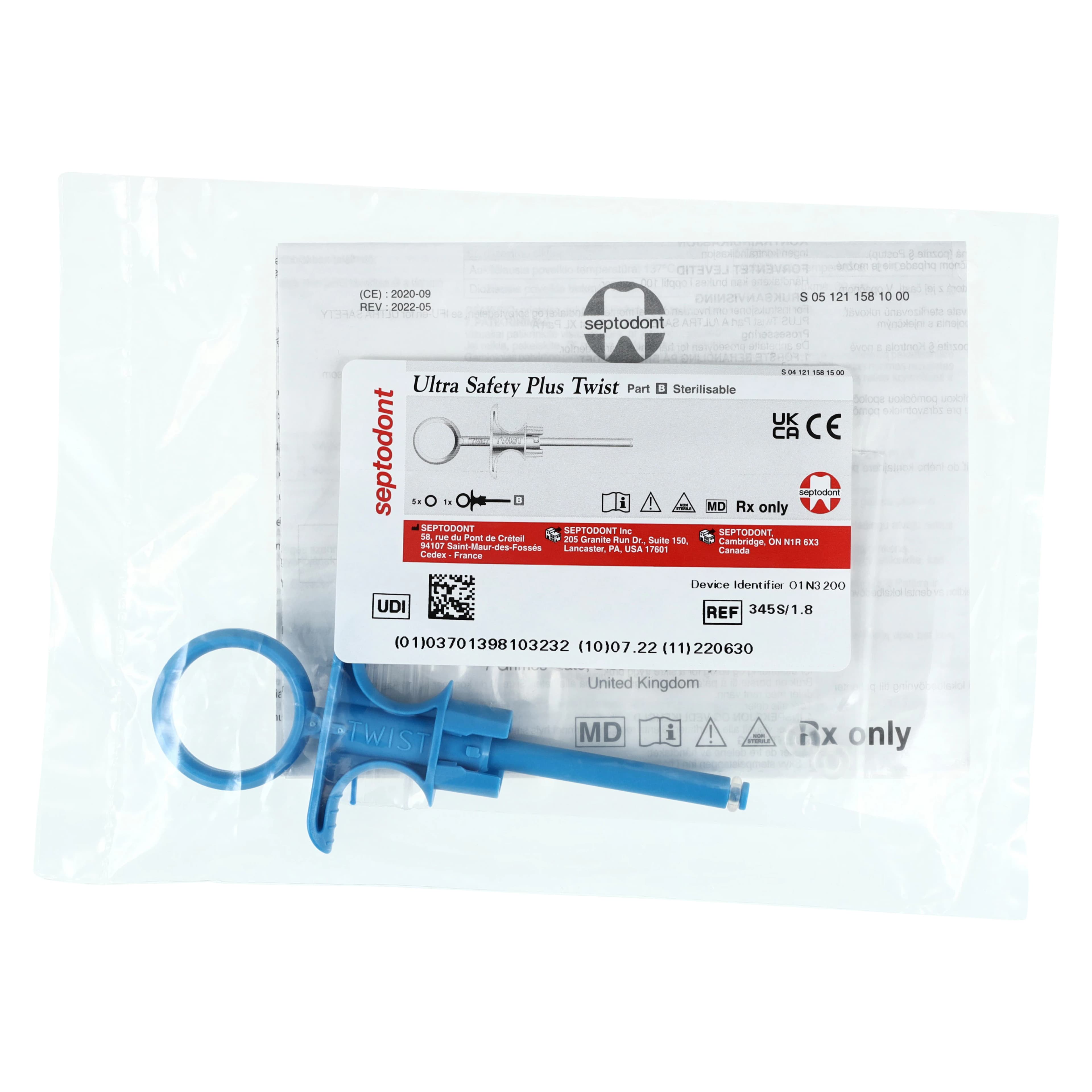 Ultra Safety Plus Twist XL 30G Extra Short Purple Injection Needles, 100/Box with 1 Syringe Handle, 01N4500 thumbnail 2