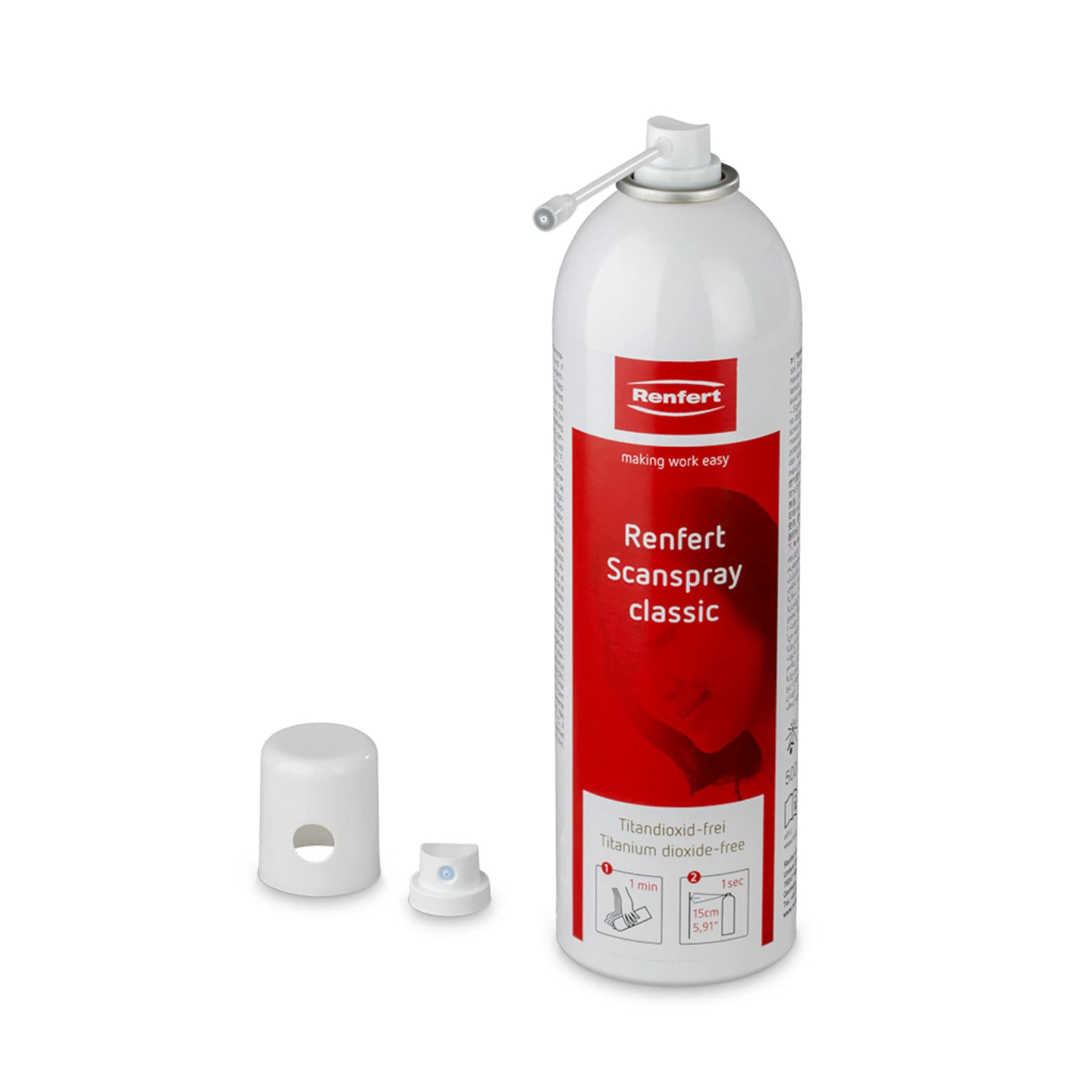 Renfert Scanspray Classic Matting Spray, 500 mL/17 oz Can, CAD/CAM Scanning Spray - Renfert Scanspray Classic Matting Spray 500mL/17oz - Image 1