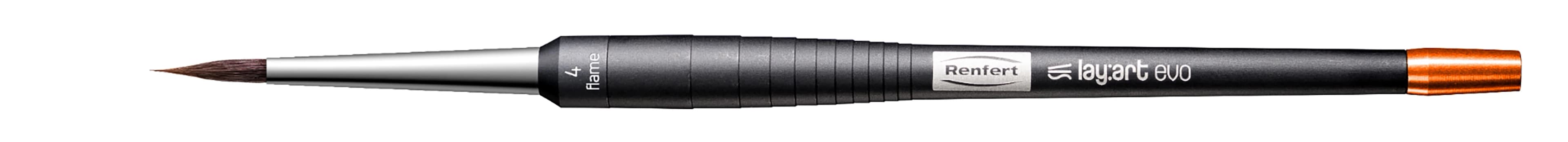 Renfert lay:art evo Synthetic Ceramist Brush, Flame Shape, Size 4, Standard Handle, 1/Pkg - lay:art evo Size 4 Flame - Image 1