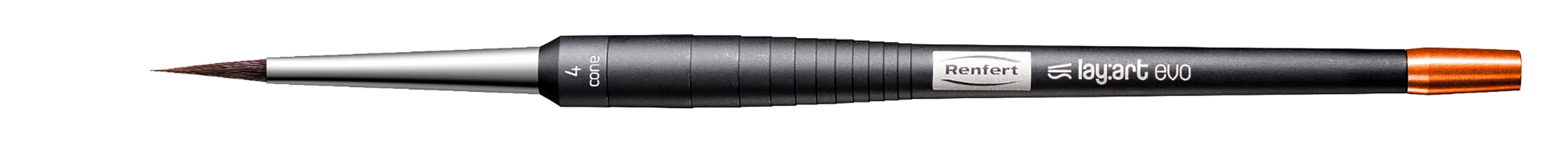 Renfert lay:art evo Synthetic Ceramist Brush, Cone, Size 4, Standard Handle, 1/Pkg - lay:art evo Size 4 Cone - Image 1