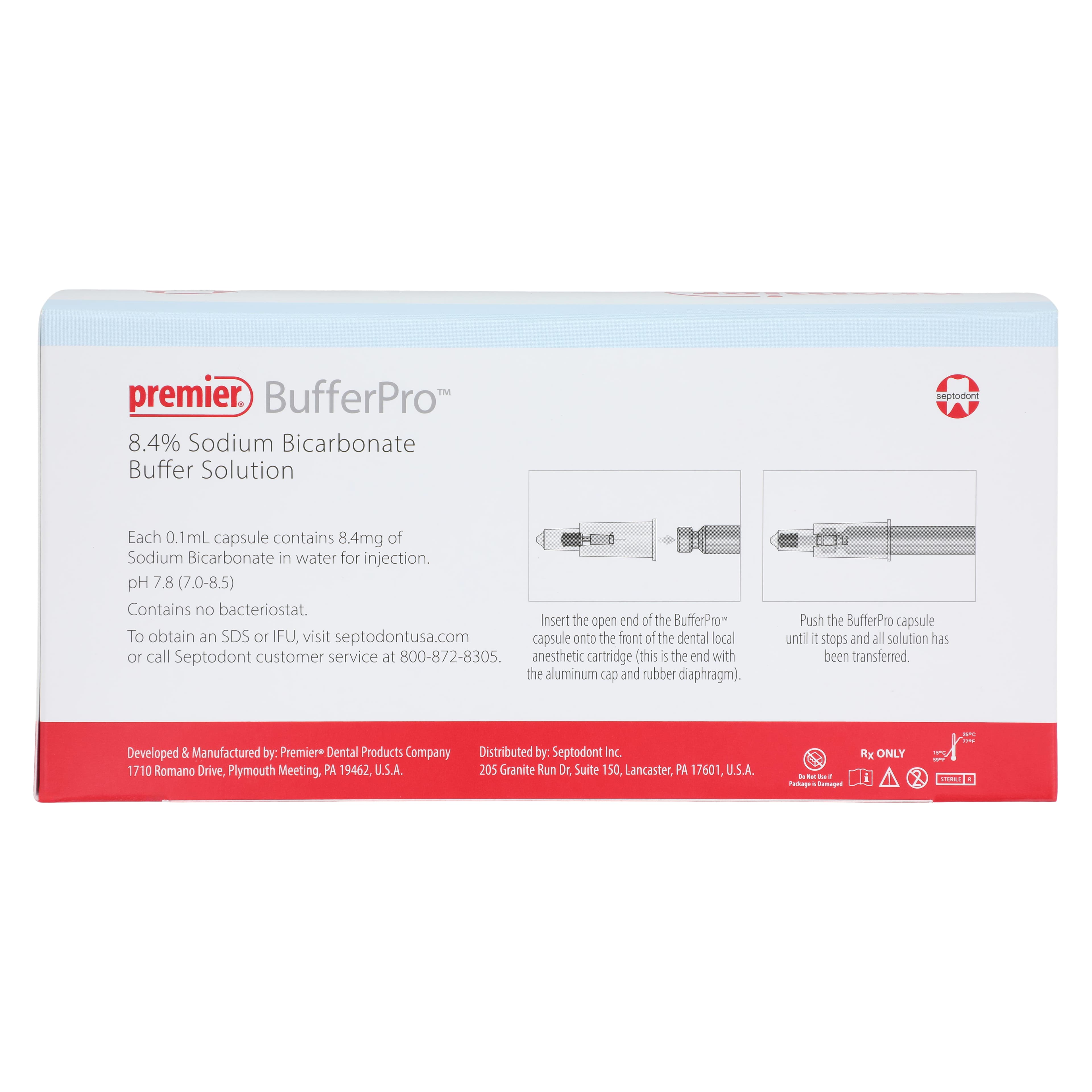 Septodont BufferPro 8.4% Sodium Bicarbonate Buffer Solution, 0.1 mL Capsules, 25/Box, 01B0000 thumbnail 5