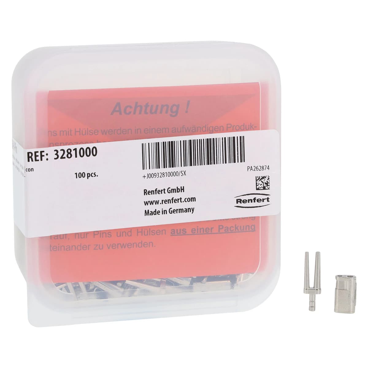 Renfert Bi-V Dowel Pin #328 with Metal Sleeve, 100/Box - Bi-V-Pins/Sleeves - Image 1