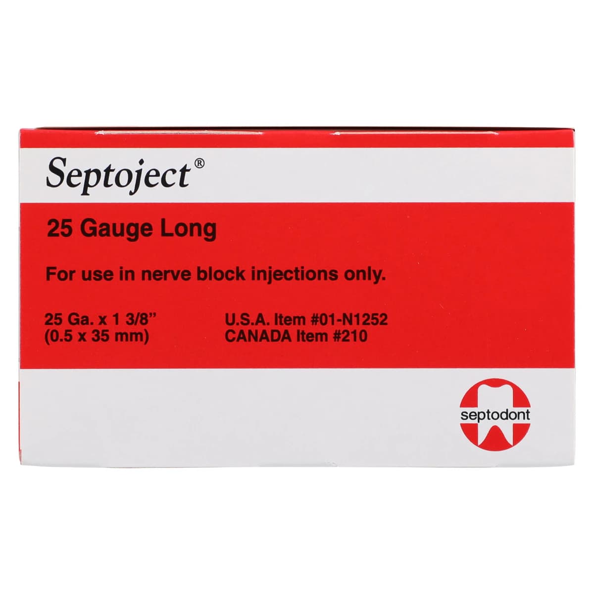 Septoject Dental Needle, 25 Gauge Long (35mm), Red, Plastic Hub, Sterile, 100/Box, 01-N1252 thumbnail 7