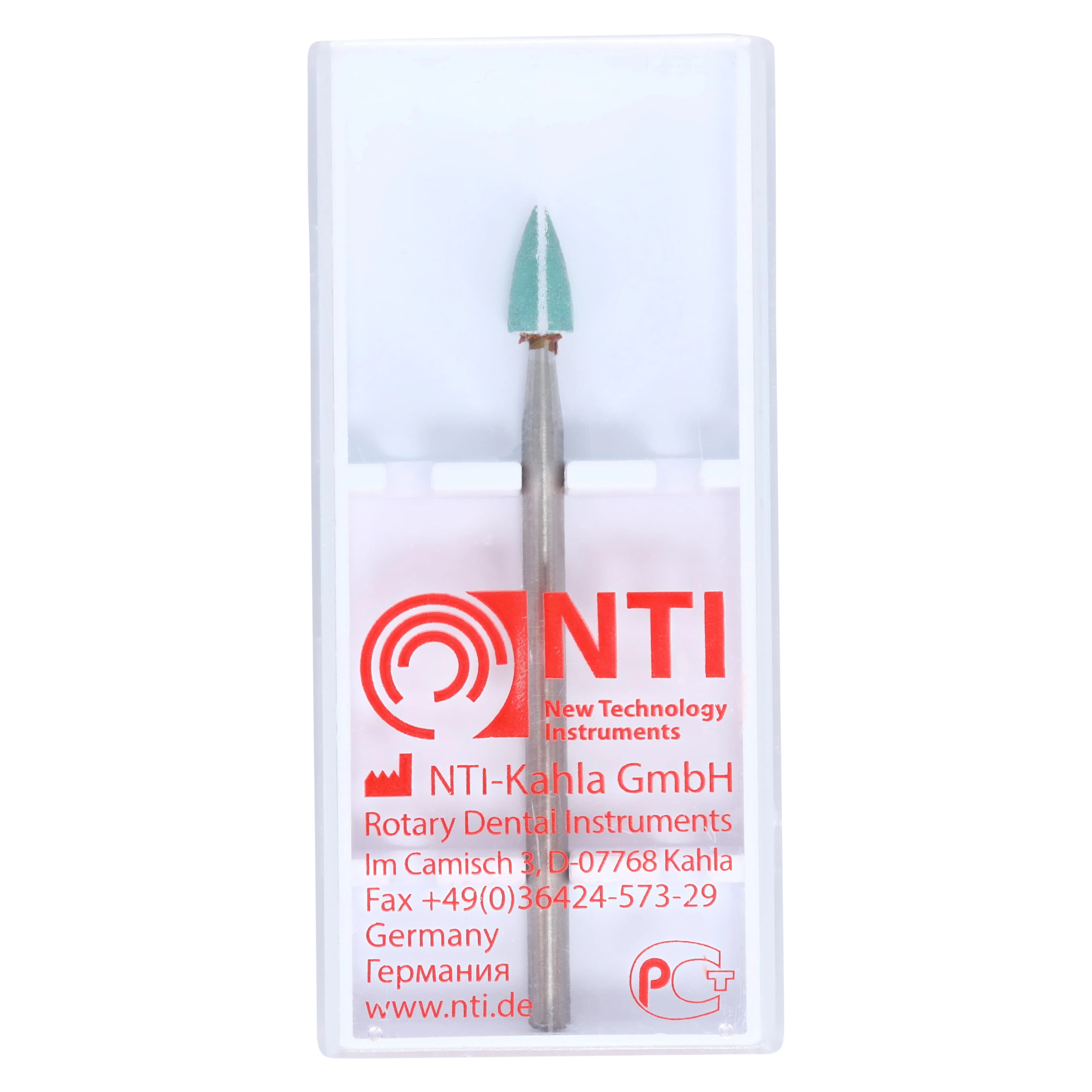 NTI All Ceramic Supermax Diamond Bur, Flame, Coarse, Blue Ring, HP, #G8005, 3.5 mm Diameter, 7.0 mm Length, 1/Pkg thumbnail 3